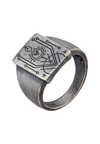 Fingerring »925 Silber Siegelring matt oxidiert Tattoo Motiv«