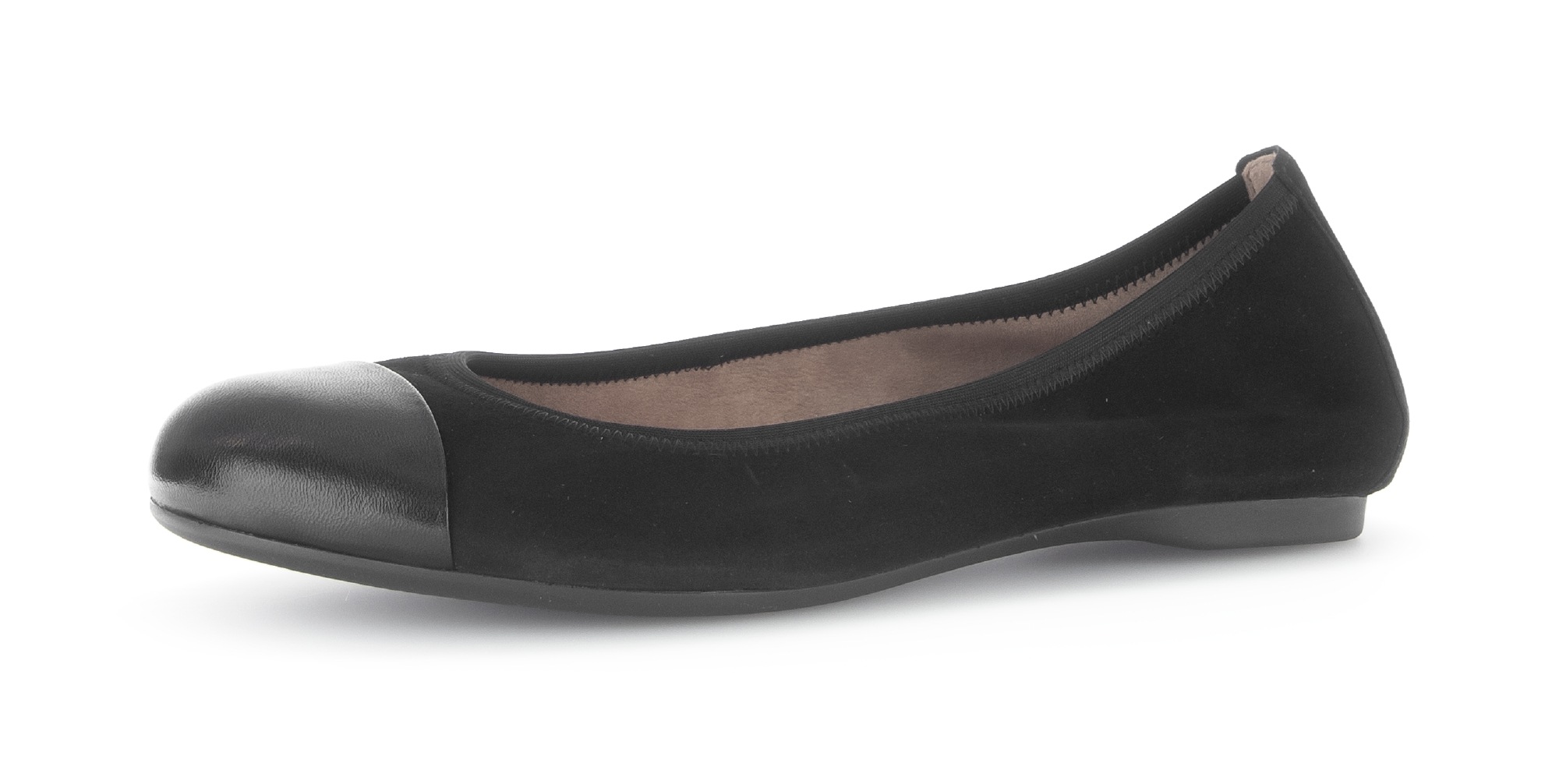 GABOR Damen Ballerina, Gr. 36schwarz, Glattleder, Veloursleder, Schuhe, Flats, Komfortschuh, Businessschuh in klassischer Optik