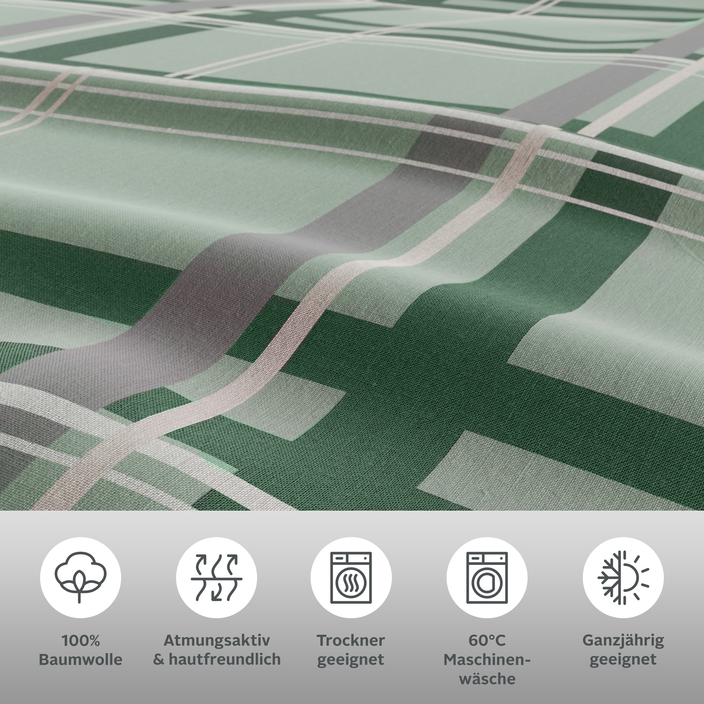 Thumbnail - H.I.S Wendebettwäsche "Talin" 2 Stk. NEUHEIT in Gr. 135x200 oder 155x220 cm, 100% Baumwolle, Karo-Design