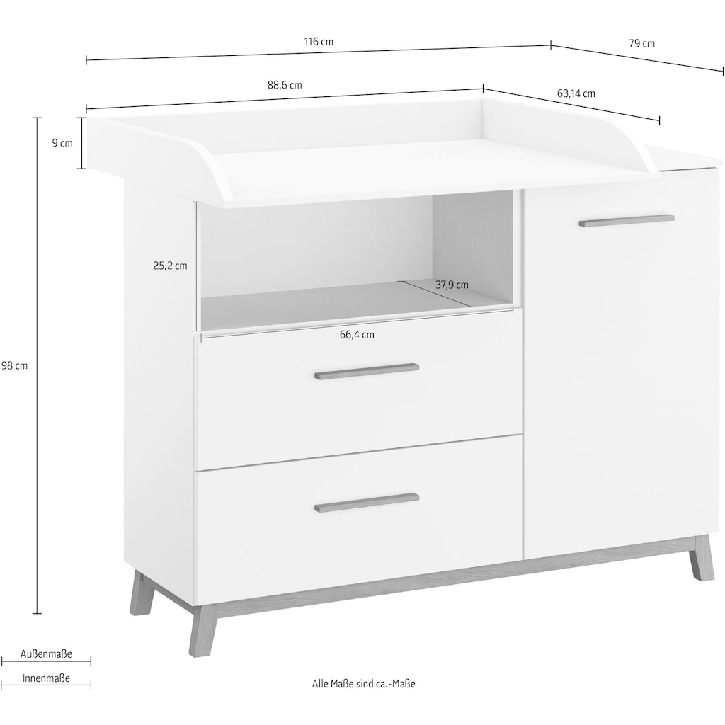 rauch Wickelkommode »Carlsson«, umbaufähig zur Kommode, 116 cm