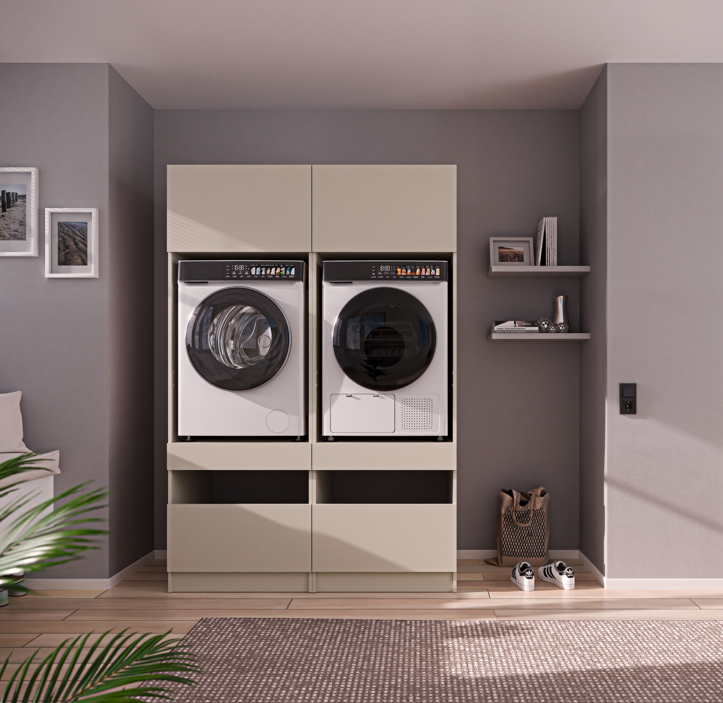 BASIC by Balculina Mehrzweckschrank-Set »Washhome B/T/H 135x68x200 cm« 2 Stk. tlg.