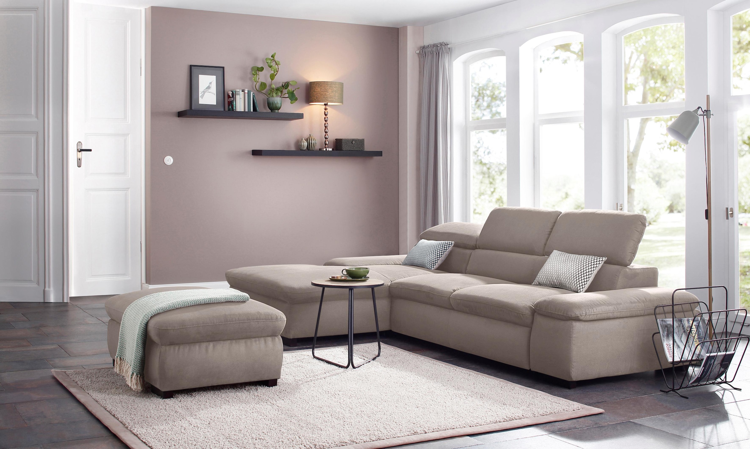 Home affaire Ecksofa »Alberto L-Form«, mit Kopfteilverstellung, wahlweise mit Bettfunktion