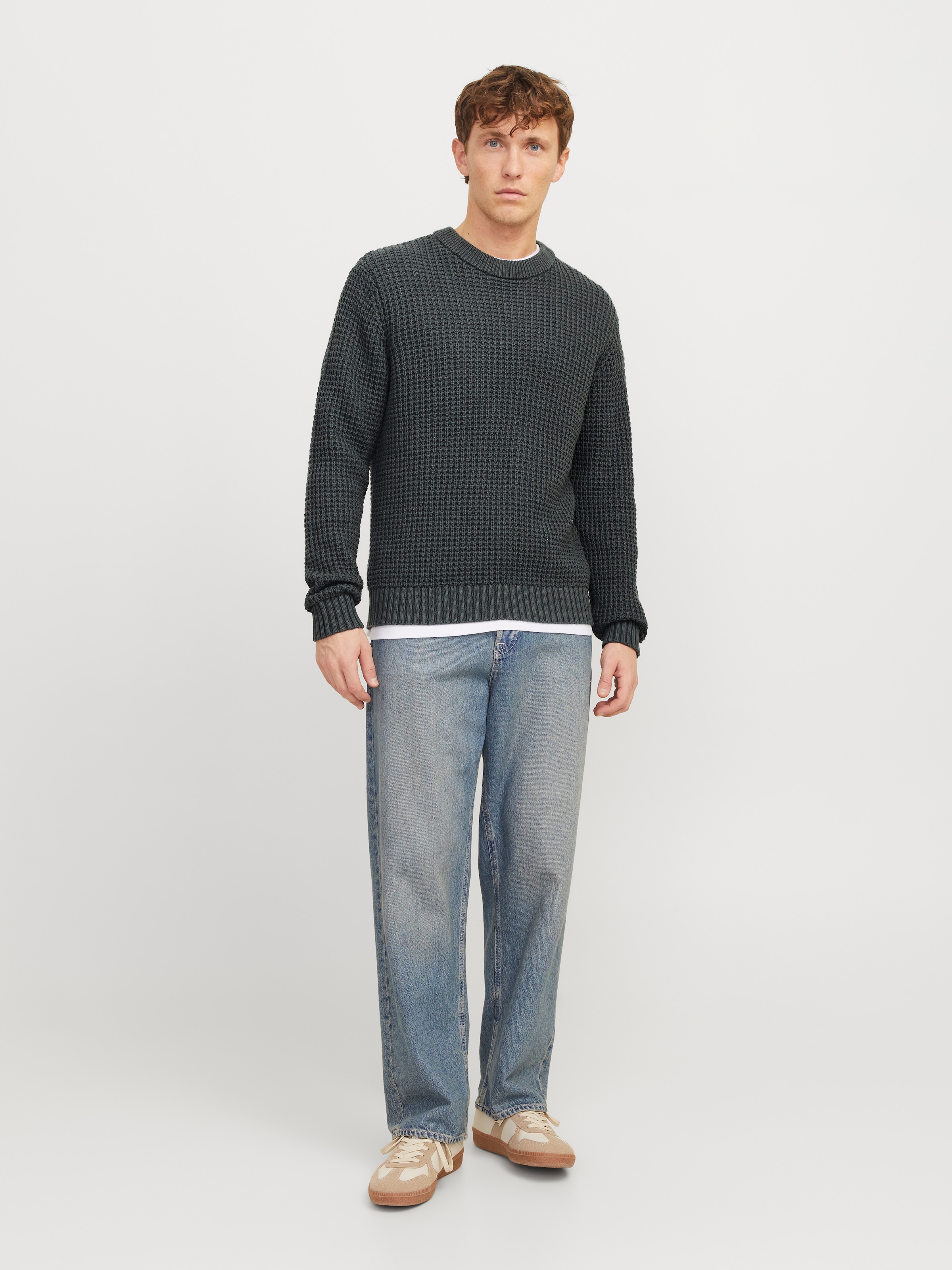 Jack & Jones Rundhalspullover »JCOZION KNIT CREW NECK BF« mit markanter Struktur