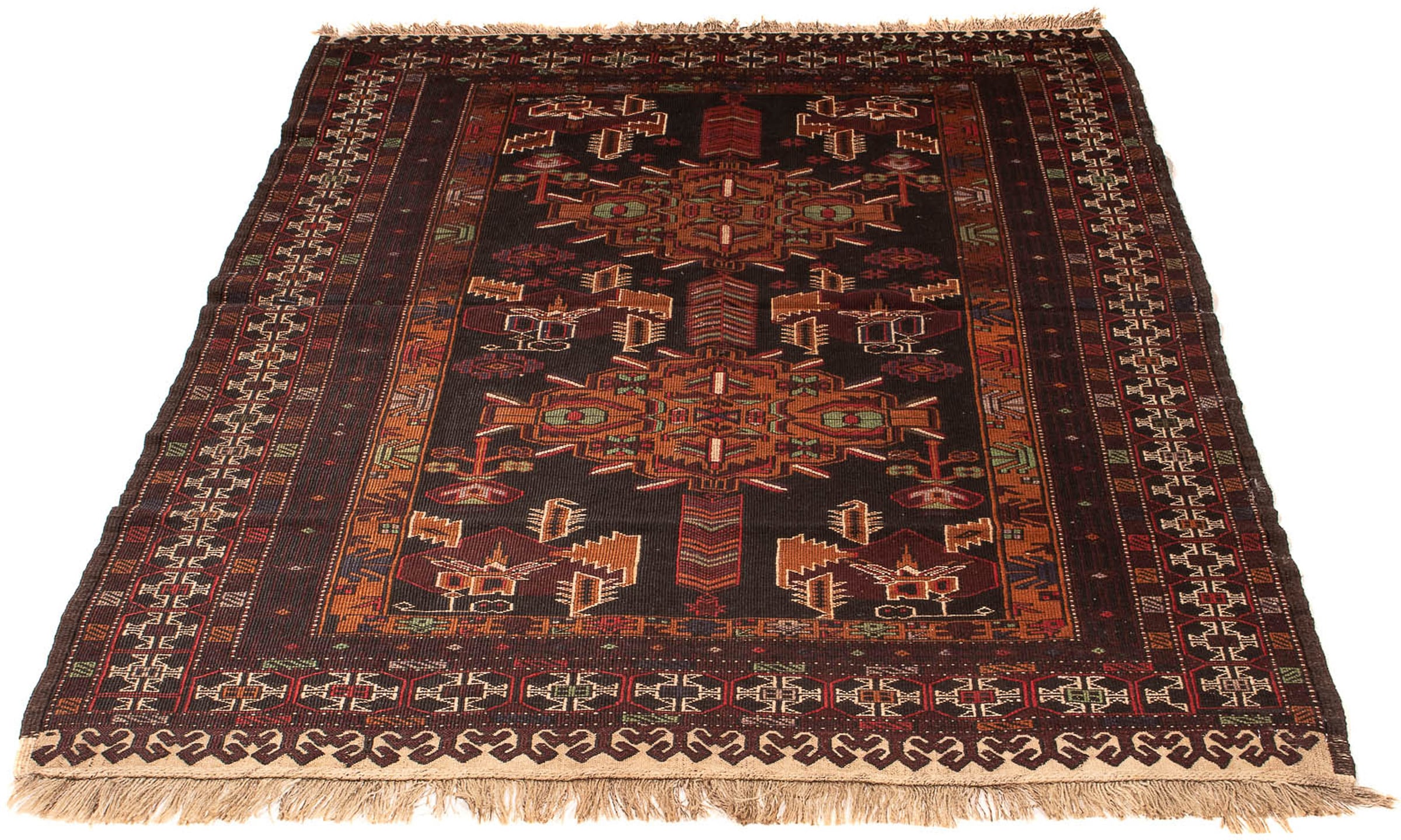 morgenland Orientteppich "Afghan - 189 x 127 cm - braun", rechteckig, 7 mm Höhe, Wohnzimmer, Handgeknüpft, Einzelstück m