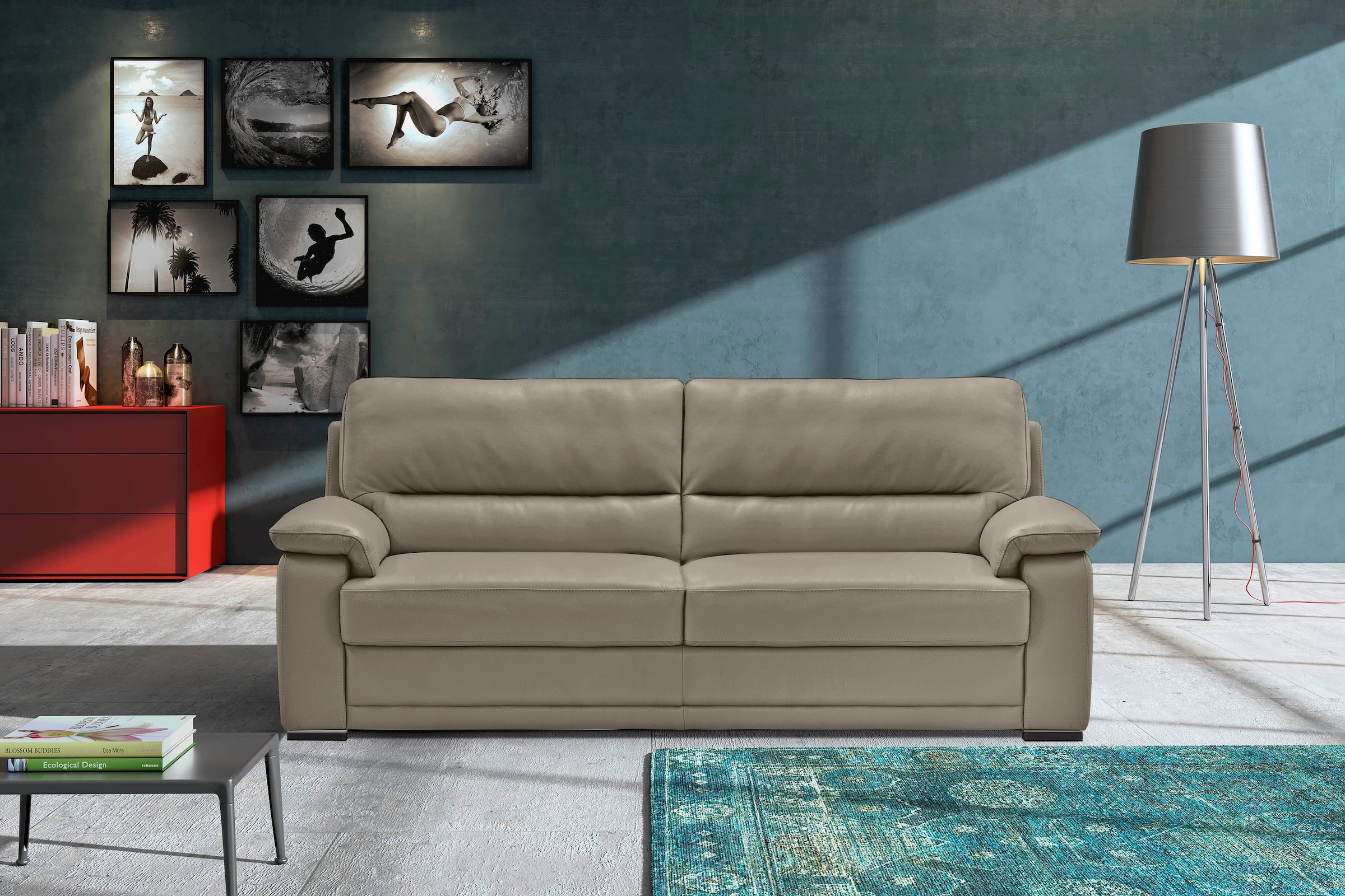 Egoitaliano 2,5-Sitzer "Doris, modernes Designersofa, Ledersofa mit erstklassiger Sitzqualität", edle Detailverarbeitung