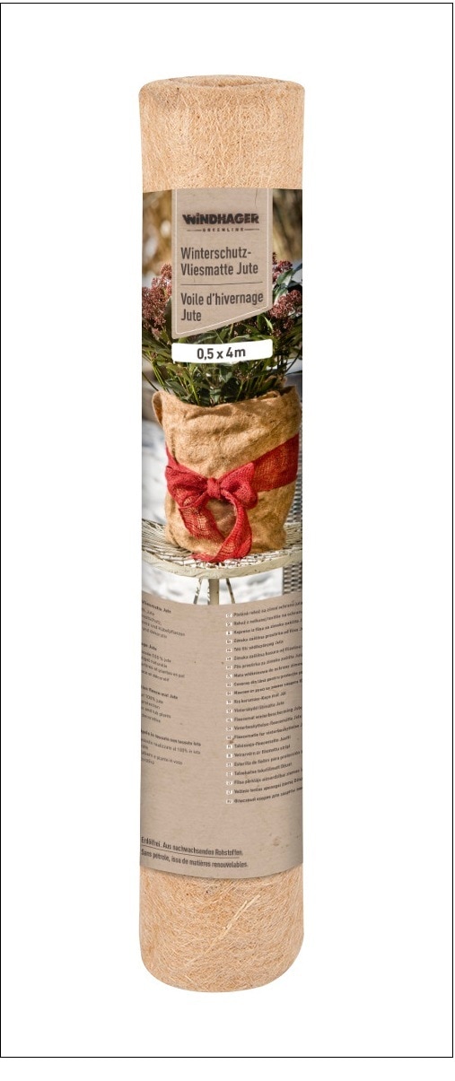 Windhager "Jute, Frostschutz Vliesmatte für Pflanzen" 1 Stk. tlg. Kälteschutz Thermovlies, 0,38 x 1,5 m, natur