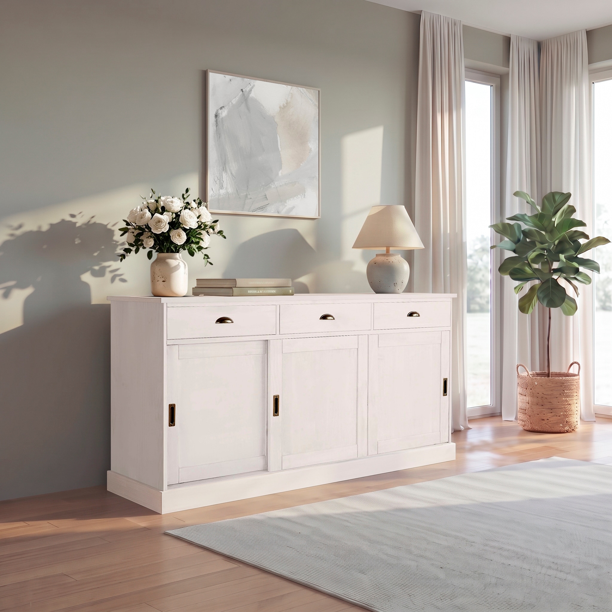 OTTO home Sideboard »Schröder« Kommode, 3 Schiebetüren, 3 Schubkasten, aus massivem Kiefernholz
