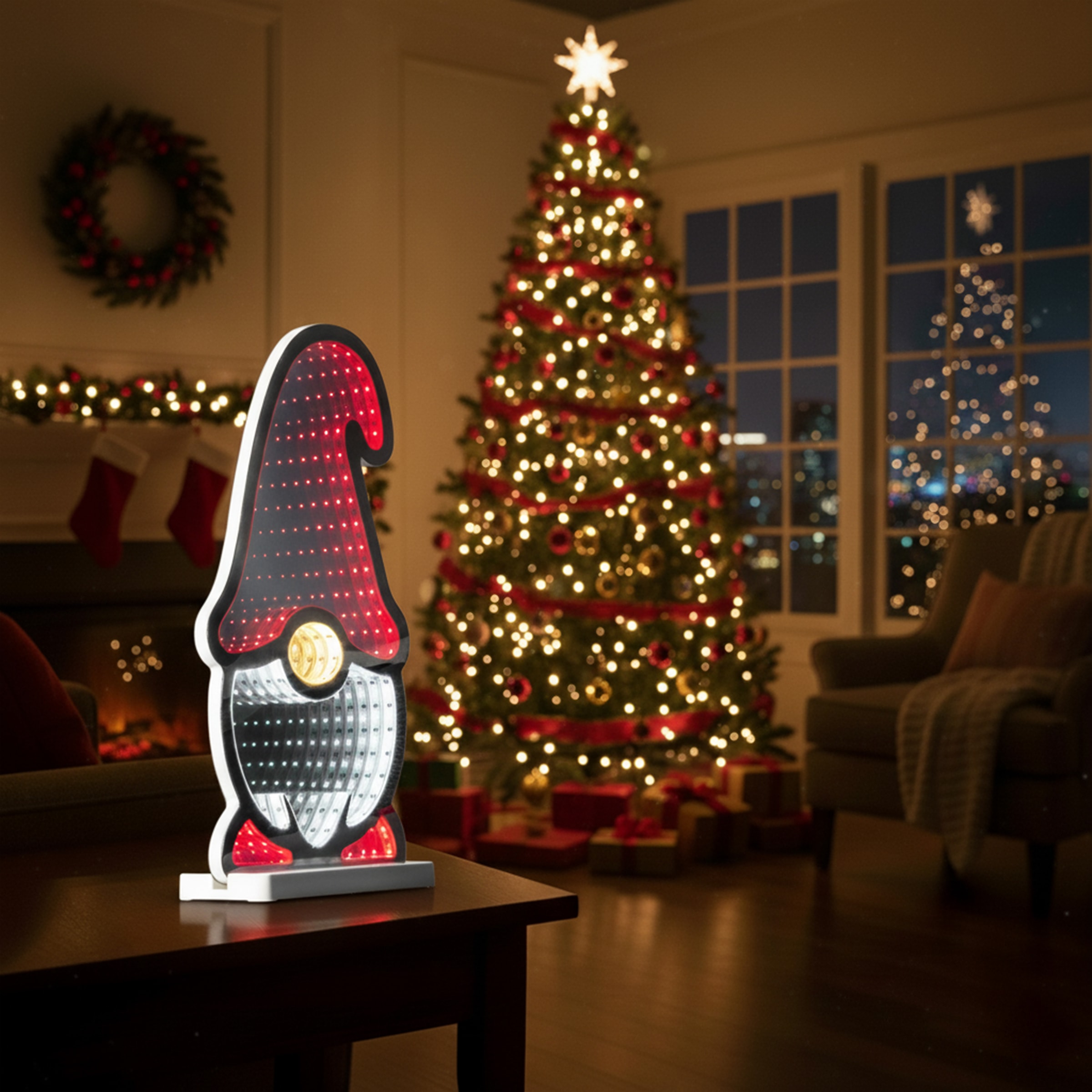 OTTO home LED Dekofigur »LED-Wichtel Evvina« LED-Modul Warmweiß Infinity Effekt, Weihnachtsdeko für Innen, beidseitig beleuchte