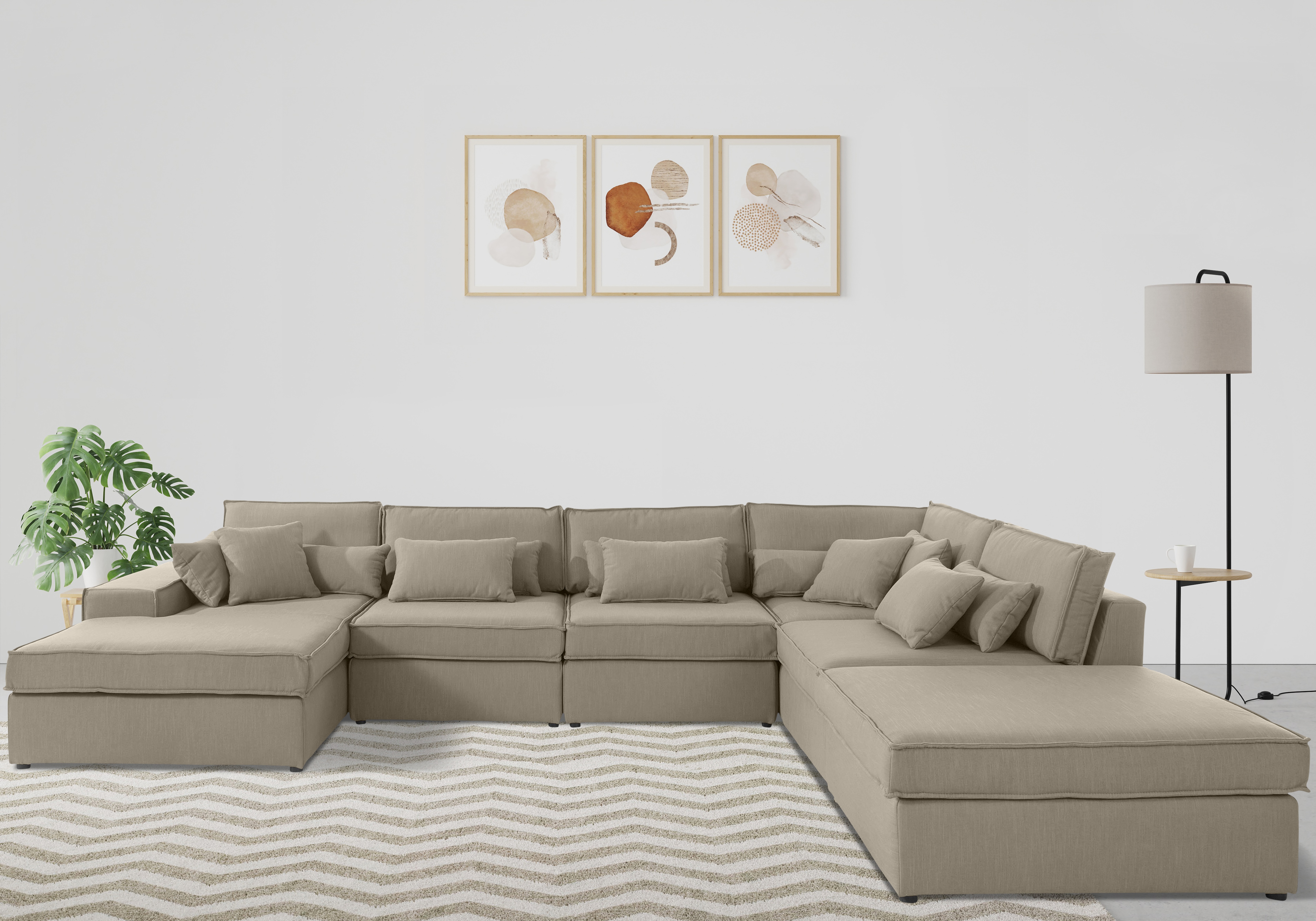 OTTO home Wohnlandschaft "Florid U-Form" 6 Teile, bestehend aus Modulen, viele Bezugsqualitäten, auch in Cord