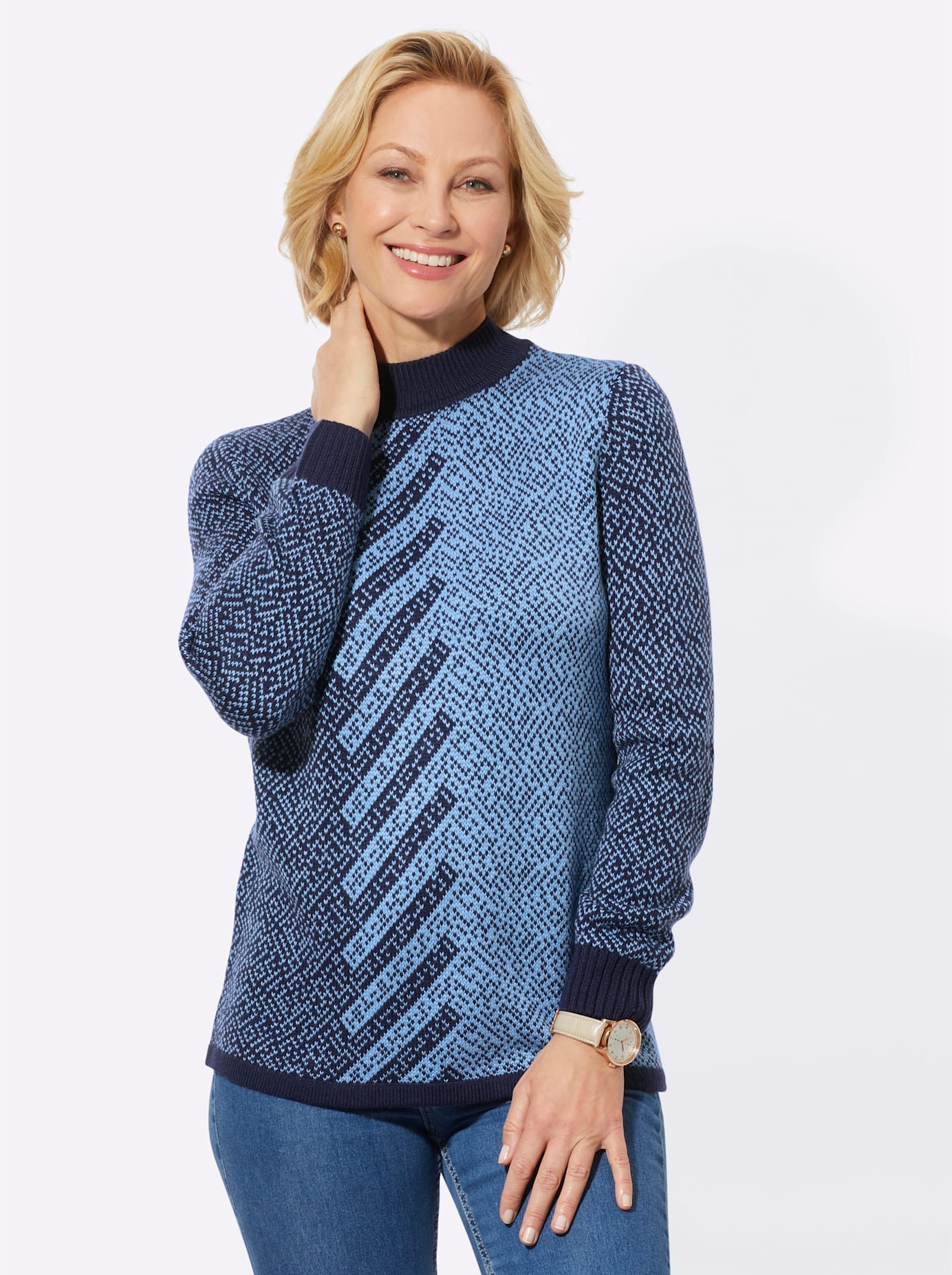 Classic Basics Jacquardpullover "Stehkragen-Pullover" günstig online kaufen