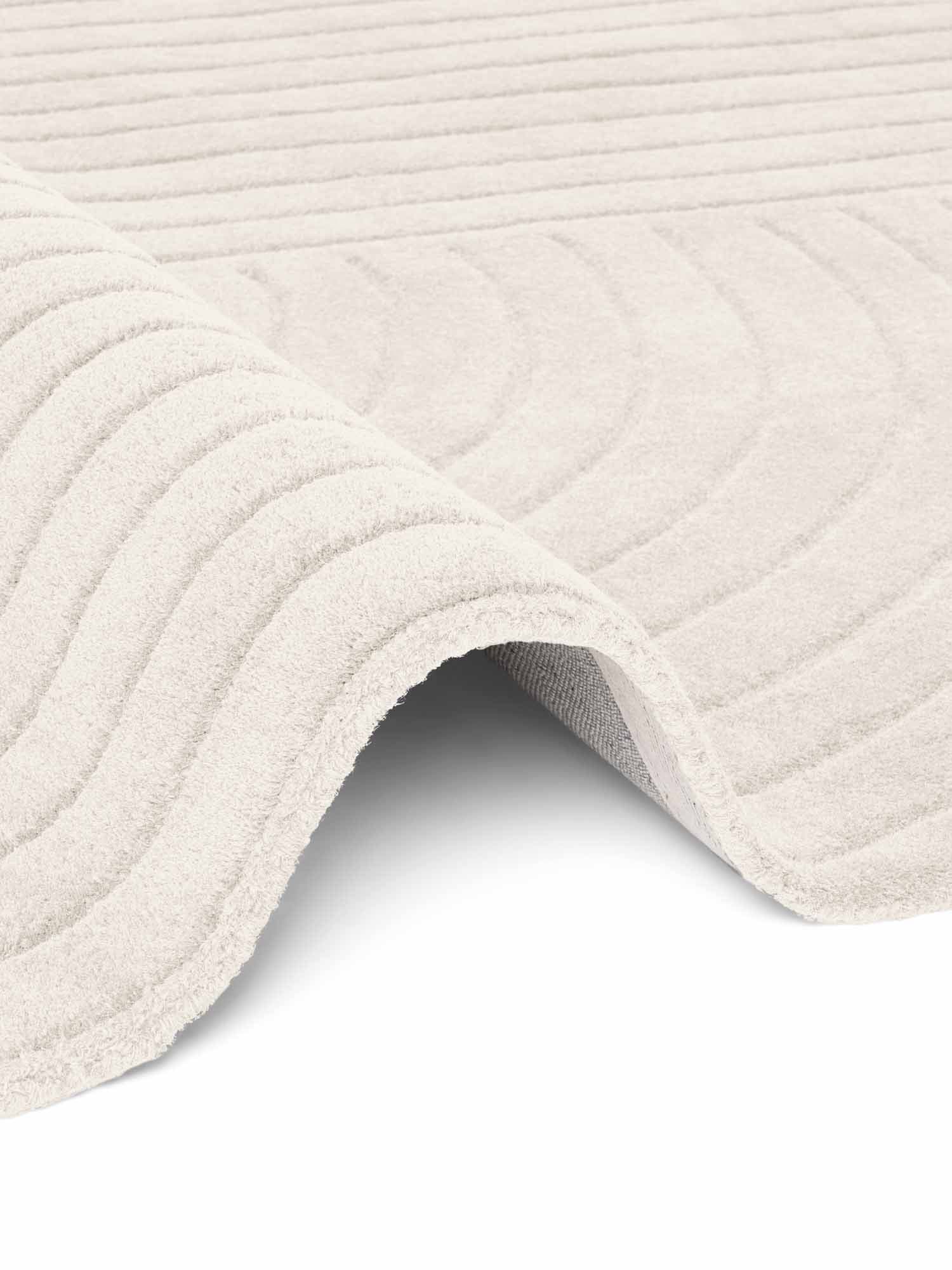 vikosa Wollteppich »Arcora« rechteckig 15 mm Höhe Wolle Handgemacht, Hoch-Tief-Effekt, Geometrisches Linien Wellendesign