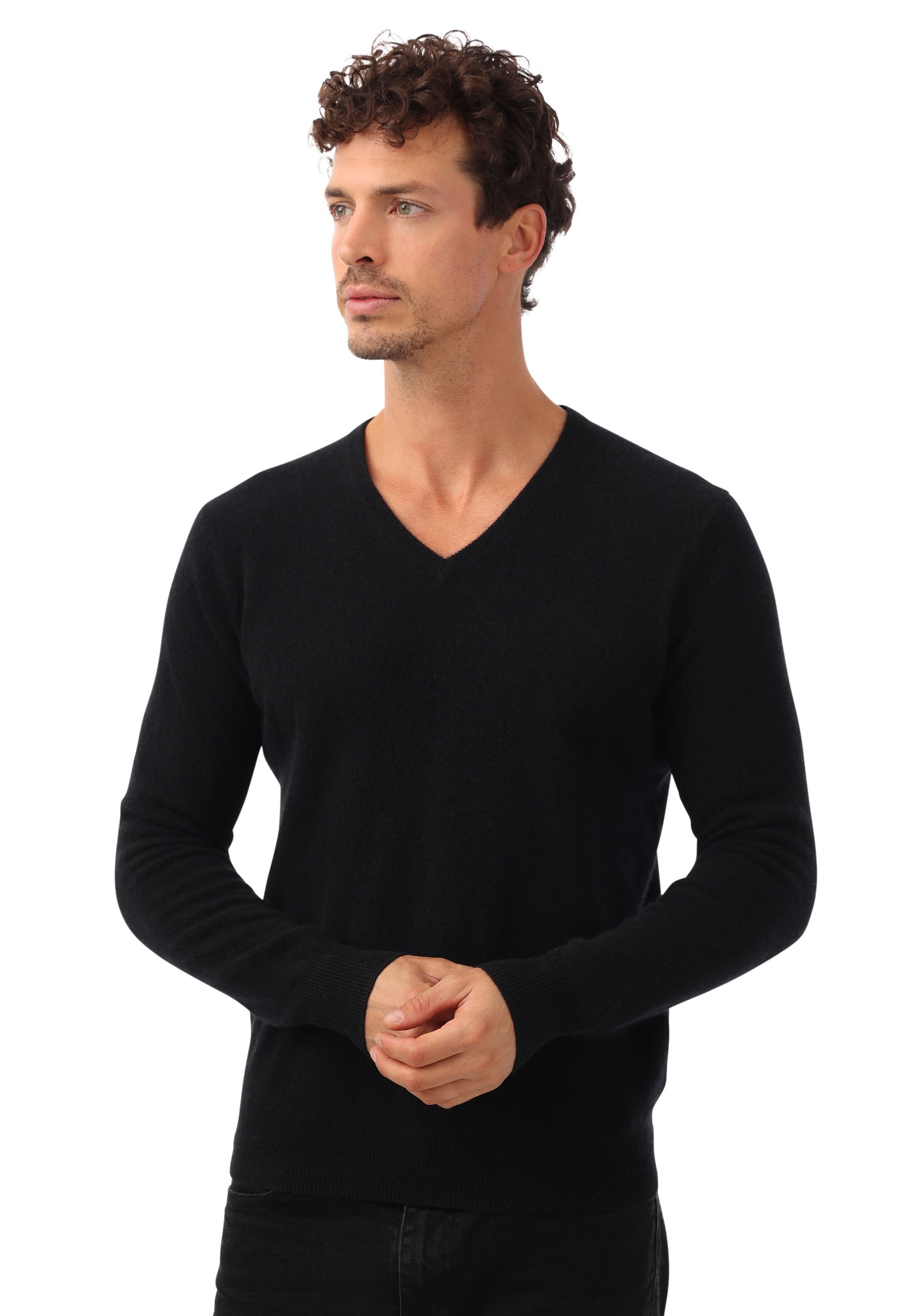 Zwillingsherz Kaschmirpullover, mit V-Ausschnitt und elegantem Fit