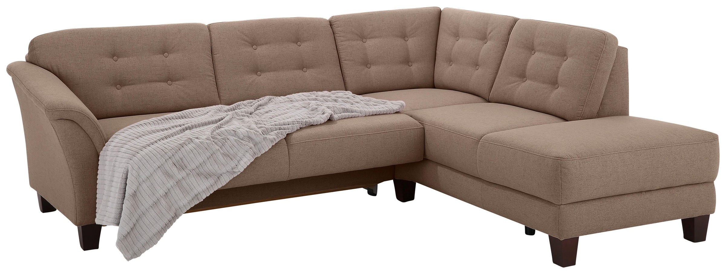 Home affaire Ecksofa »Trondheim L-Form«, mit Federkern und Knopfheftung im Rücken, Füße Buche dunkel