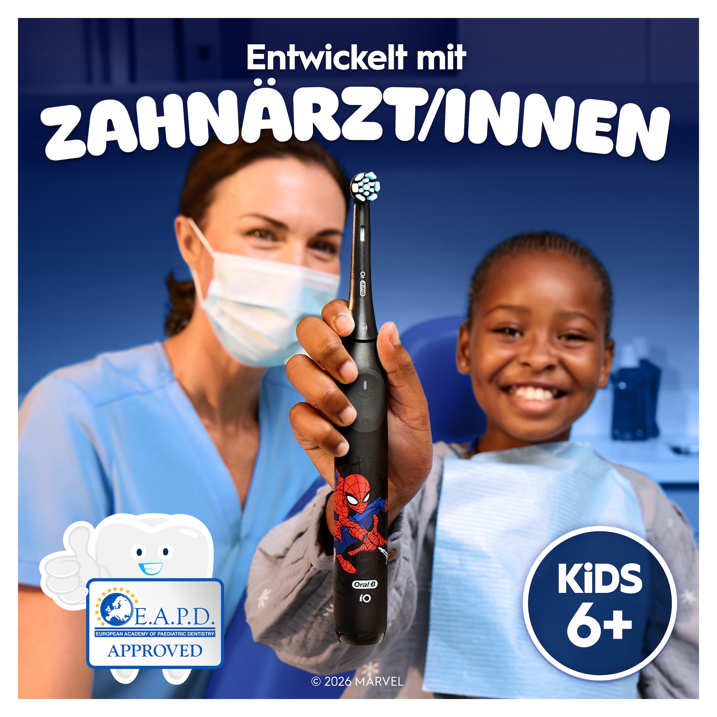 Oral-B Elektrische Kinderzahnbürste »iO Kids 6+ Spiderman« 1 Stk. Aufsteckbürsten 1 Reise-Etui, Musik-Timer, 3 Modi, ab 6 Jahren