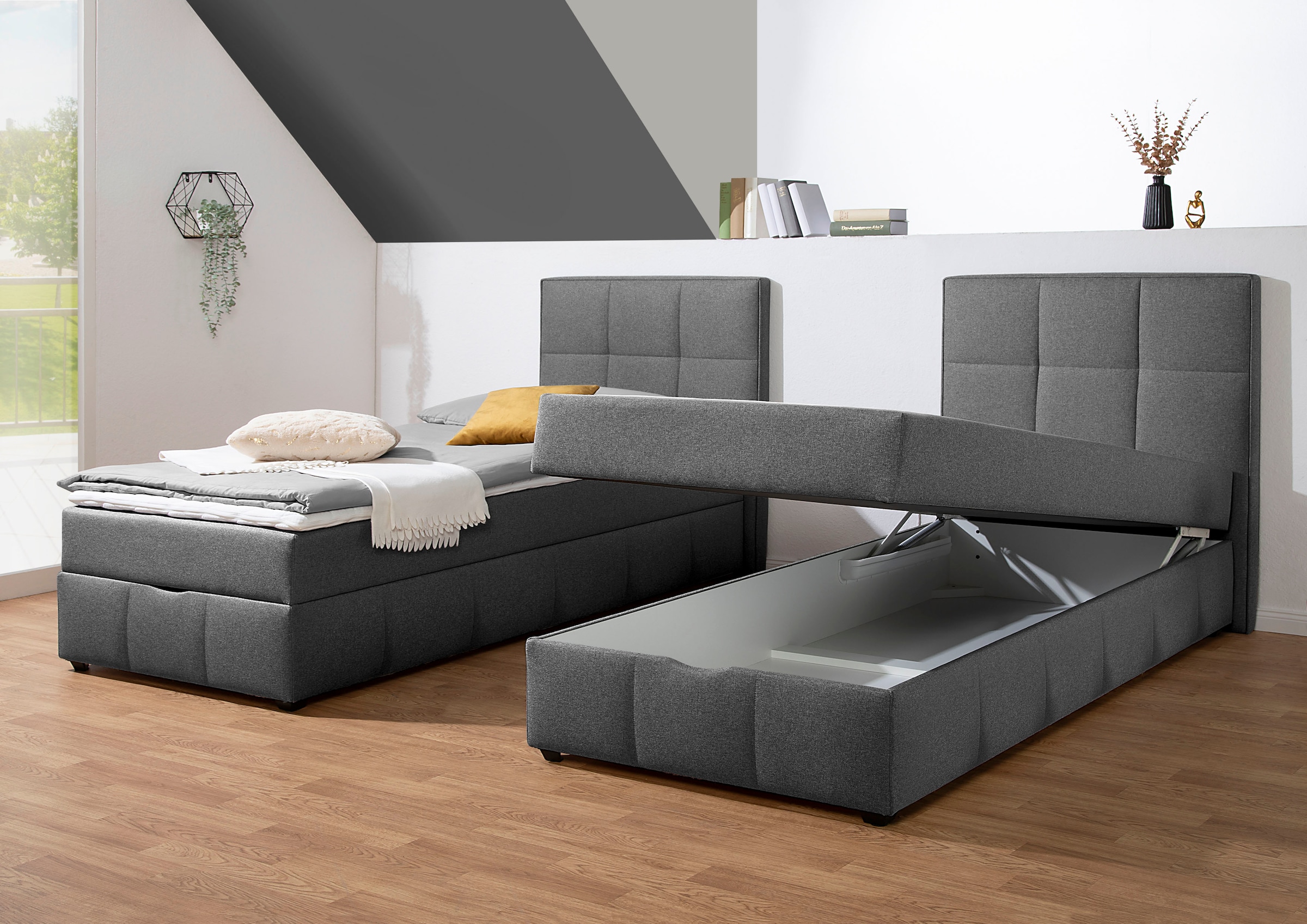 Home affaire Boxbett »Niemes inkl. Bettkasten und Topper, auch in Überlänge erhältlich« Boxbett mit Bettkasten, inkl. Topper