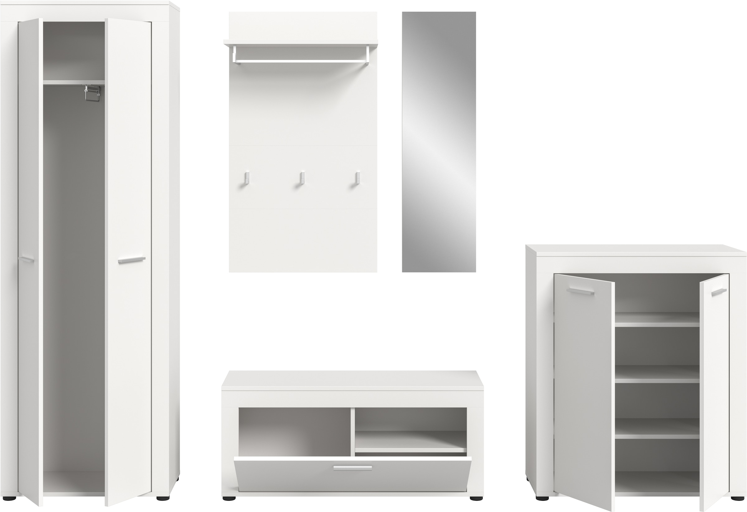 INOSIGN Garderoben-Set, (Set, 5 St.), Aosta, Höhe 191 cm, Garderobenset, Flur, Diele