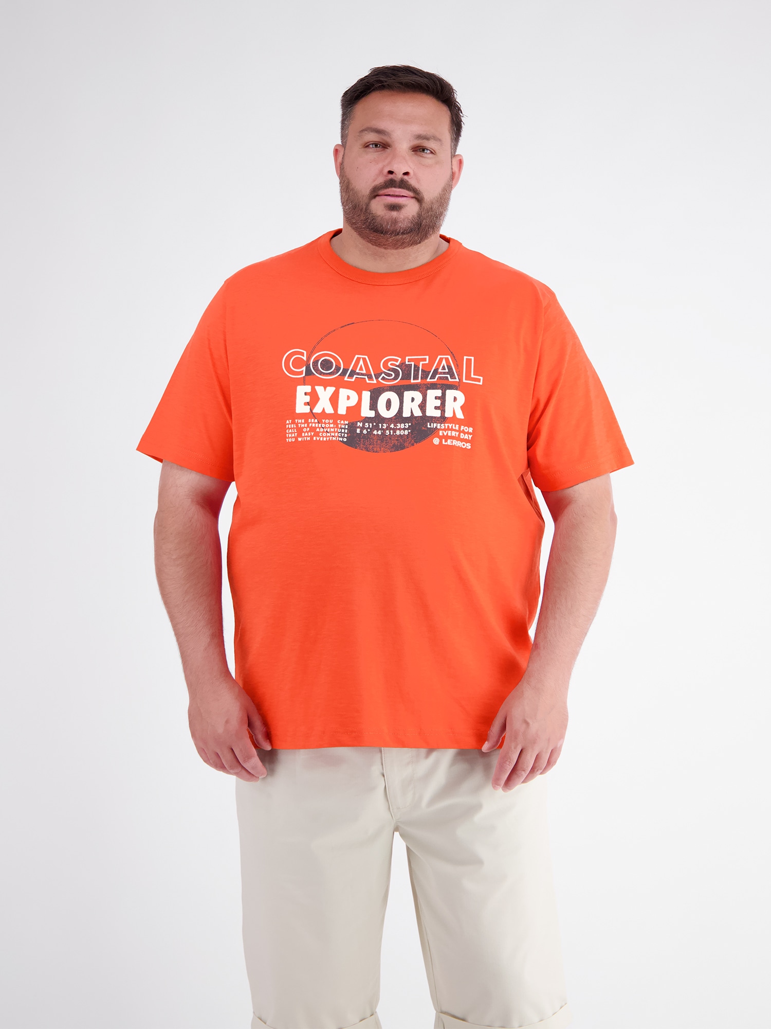 LERROS T-Shirt "T-Shirt mit O-Neck in großen Größen"