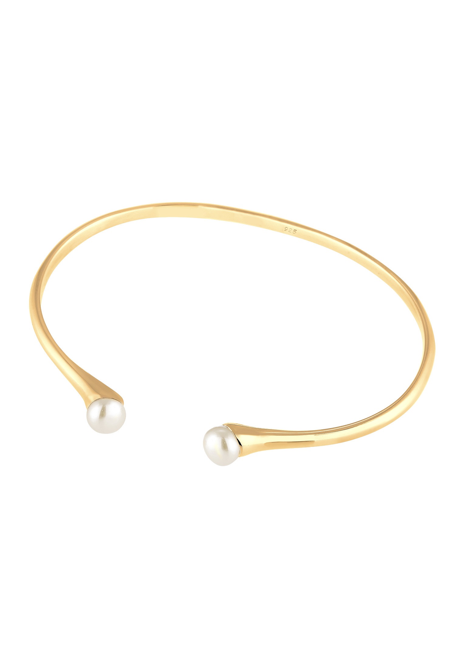 Elli Premium Armreif »Armband Armreif Süßwasserzuchtperle Weiß 925 Sterling Silber vergoldet«