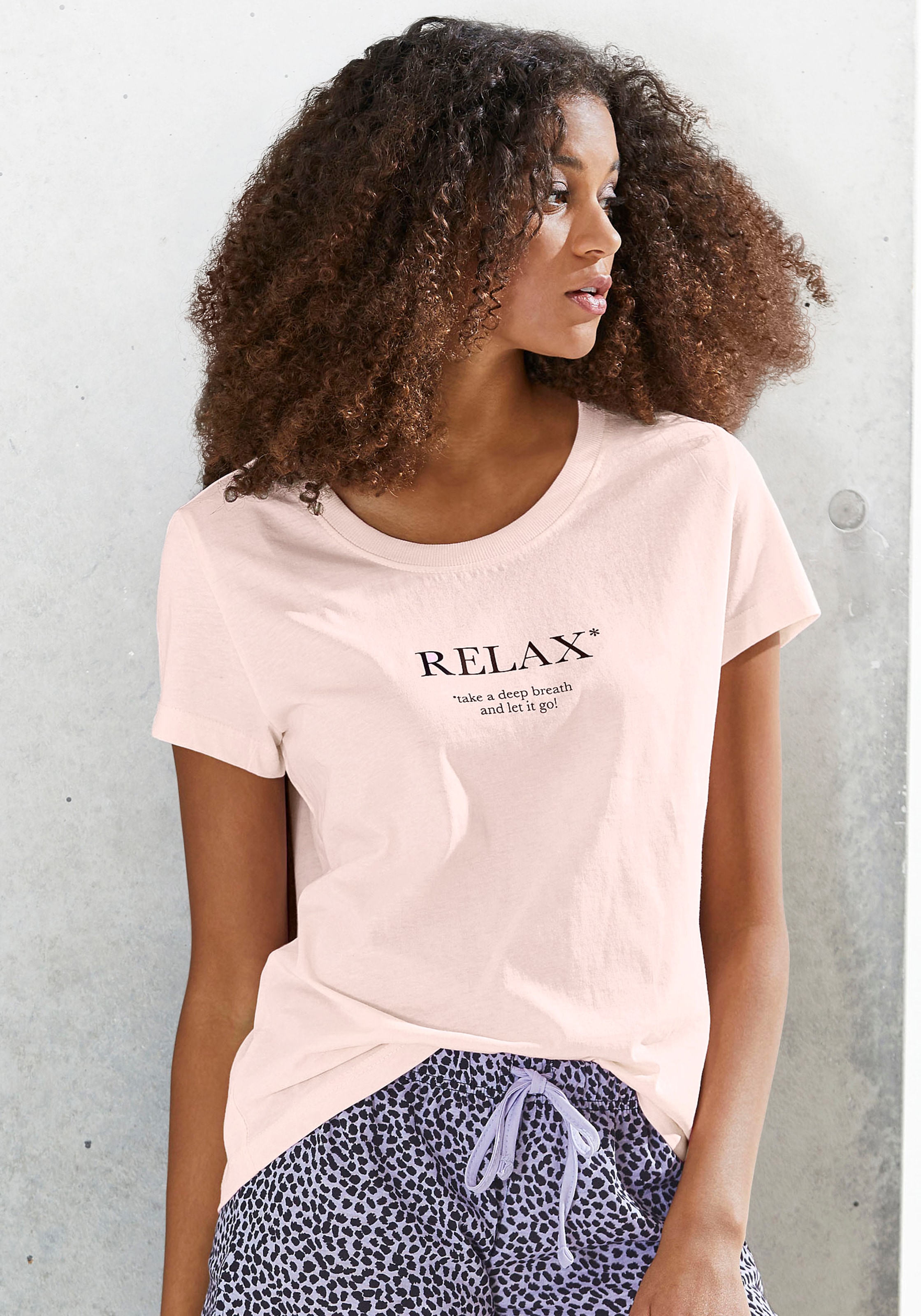 Vivance Dreams by Lascana Pyjamaoberteil 1 mit Statementdruck