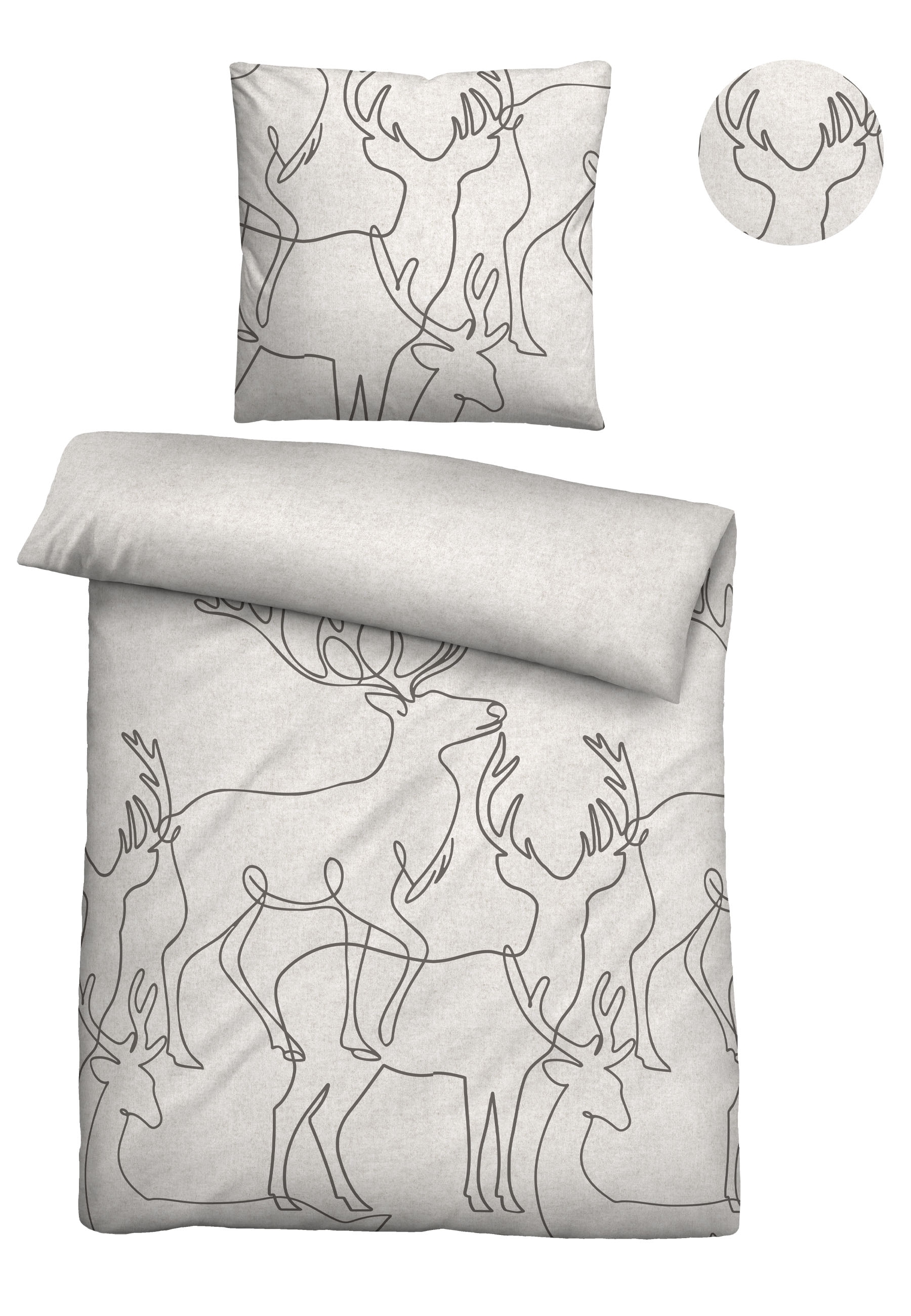 Biberna Bettwäsche "0840517" 2 Stk. kuschelig warm, samtweich, Melange, 100 günstig online kaufen