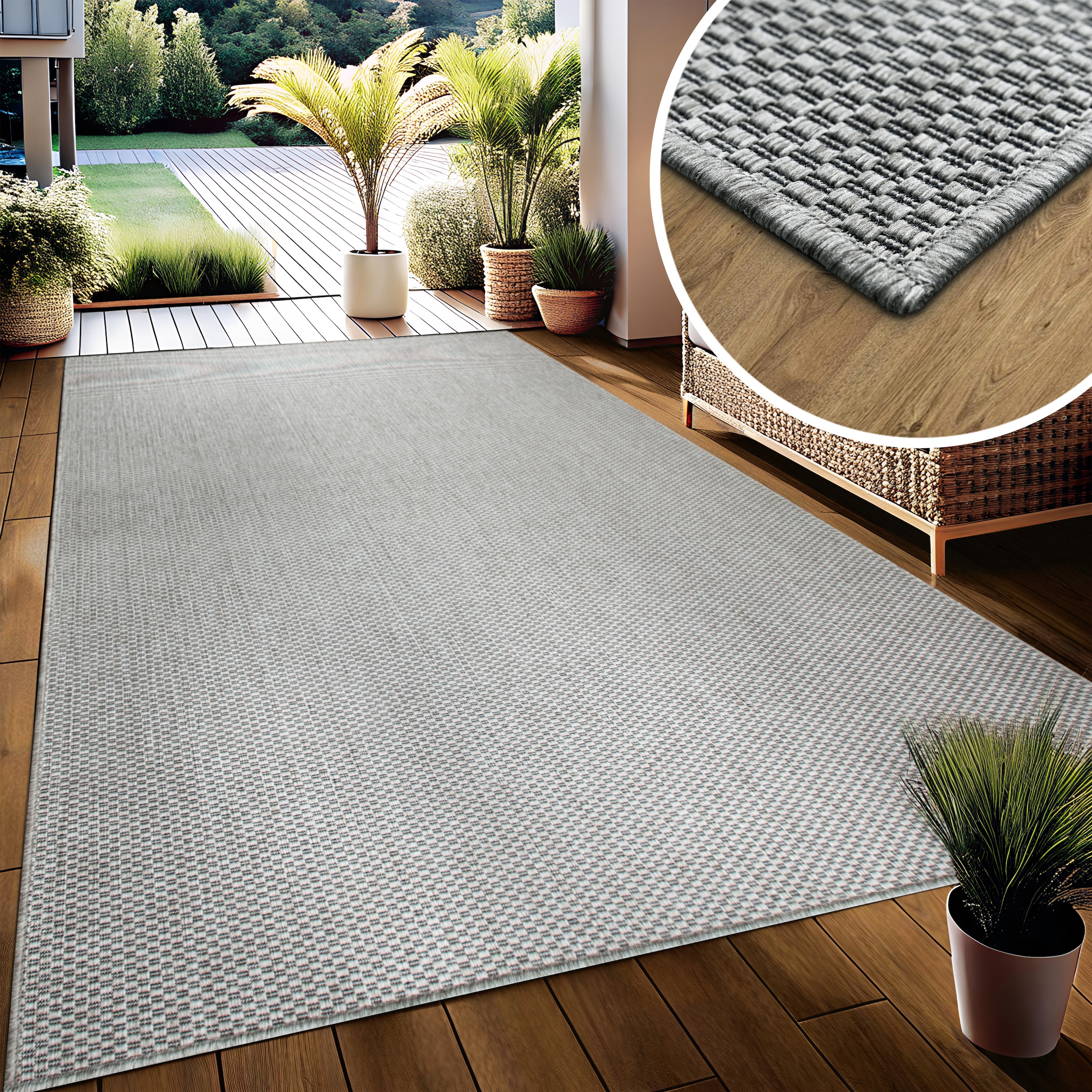 my home Teppich »Venedig auch als Läufer erhältlich«, rechteckig, 4 mm Höhe, In- und Outdoor geeignet, Sisal-Optik, Wetterfest & UV-beständig