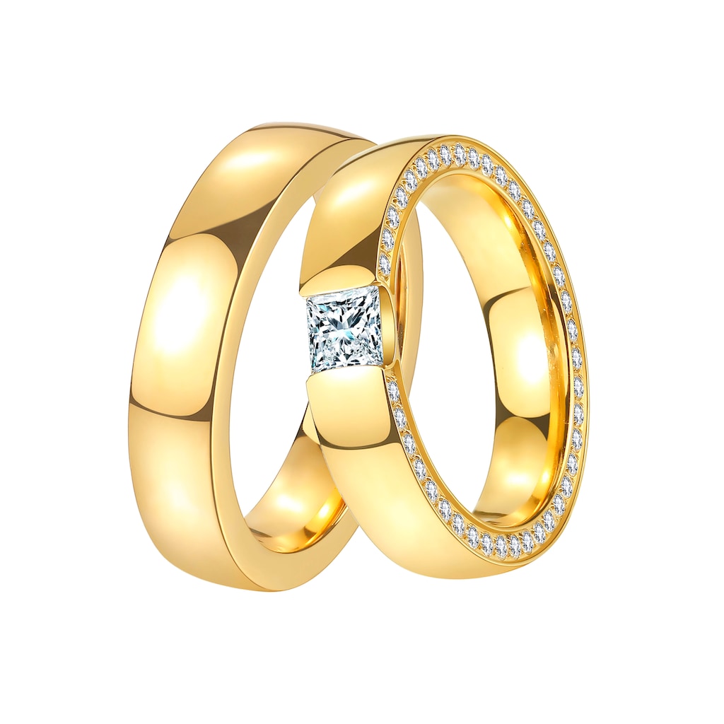 DOOSTI Trauring »Schmuck Geschenk Edelstahl Trauring Ehering Partnerring LIEBE«, wahlweise mit oder ohne Zirkonia