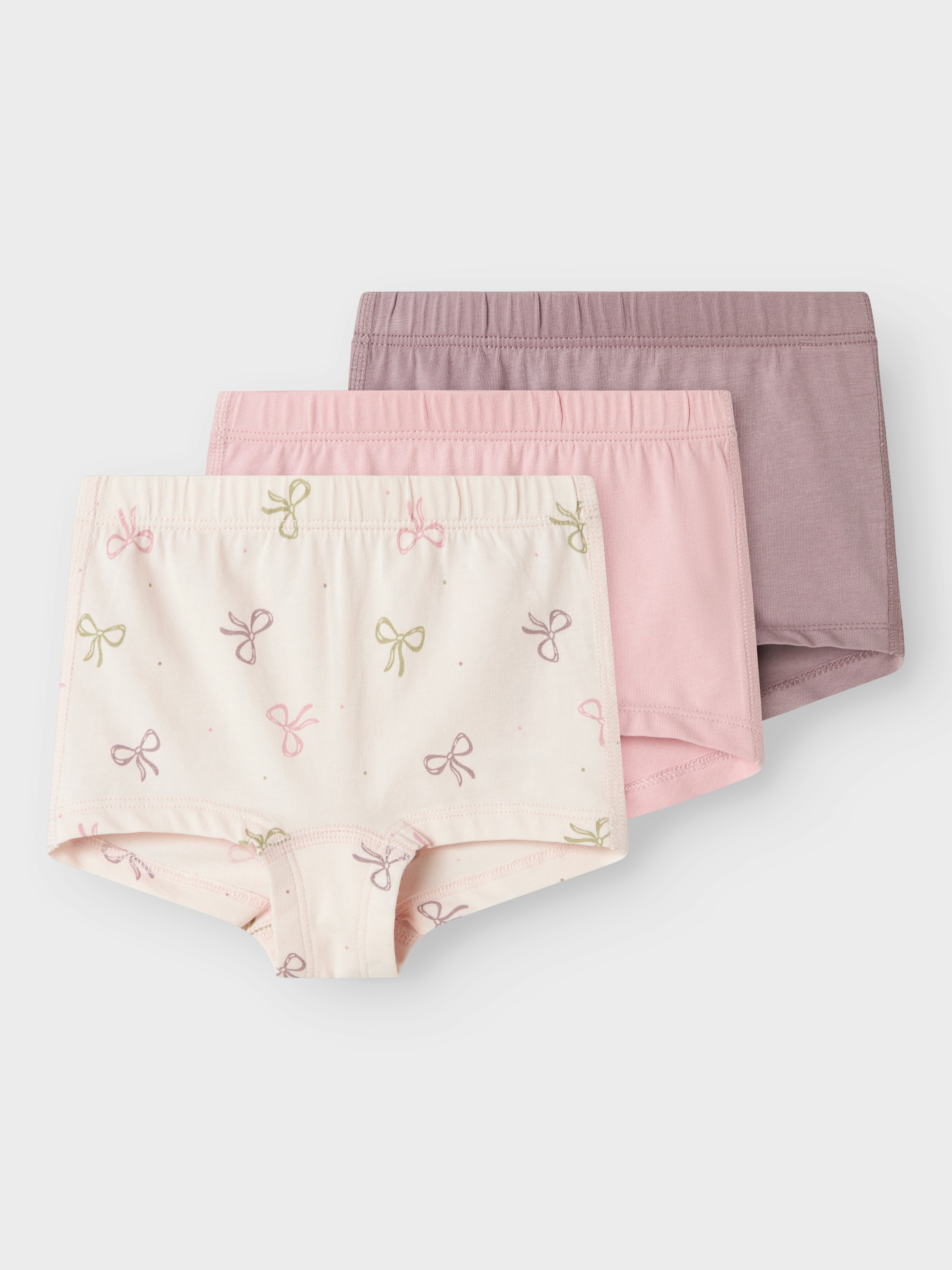 NAME IT Mädchen Boxershorts "NMFTIGHTS 3P BARELY PINK BOW NOOS", Gr. 110, pink, Jersey, Obermaterial: 95% Baumwolle, 5% Elasthan, unifarben,