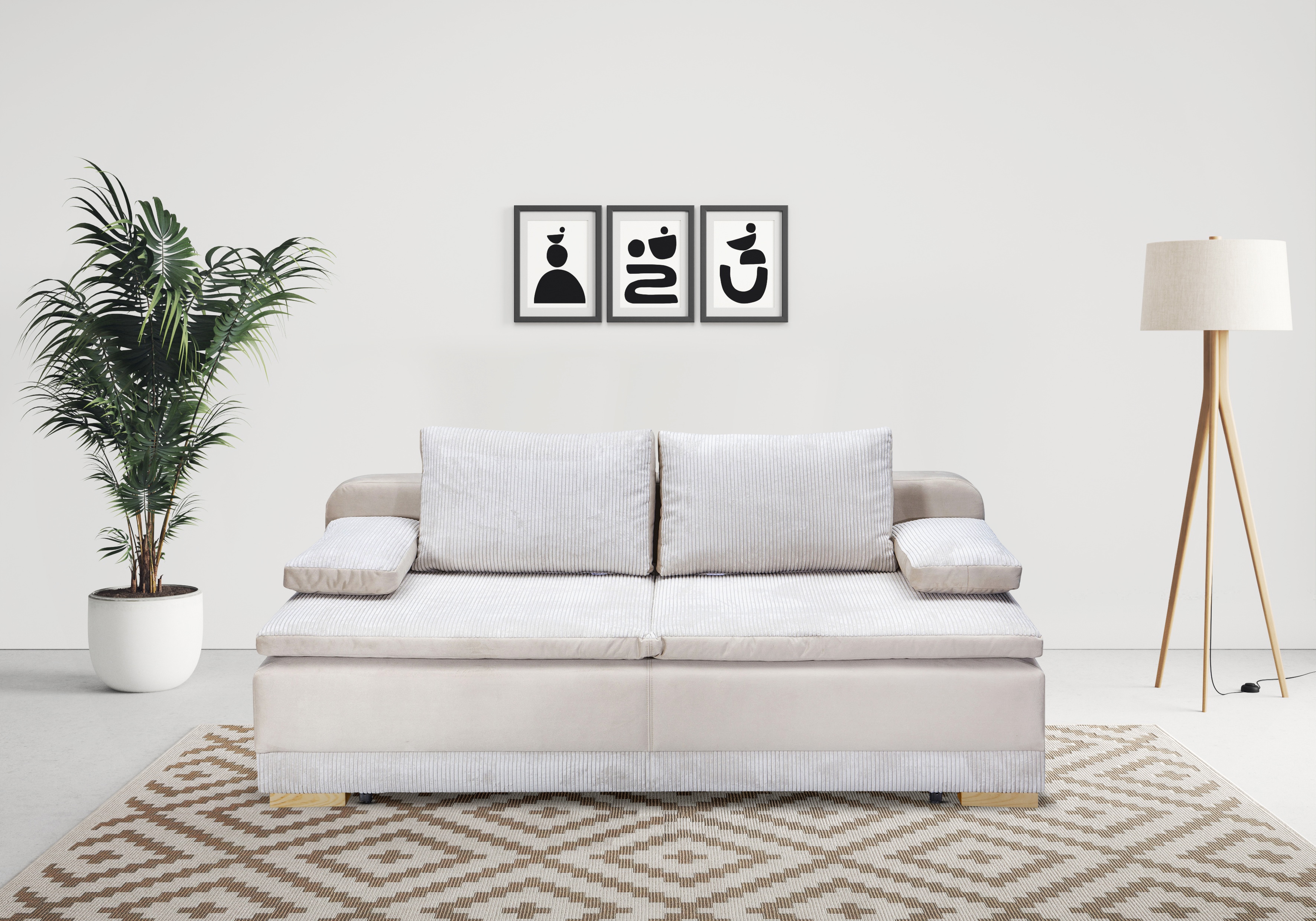 Home affaire Schlafsofa "Ben, B: 200 cm, Liegefl. 158x198 cm" Schlaffunktion & Bettkasten, Dauerschlafsofa mit Boxspring