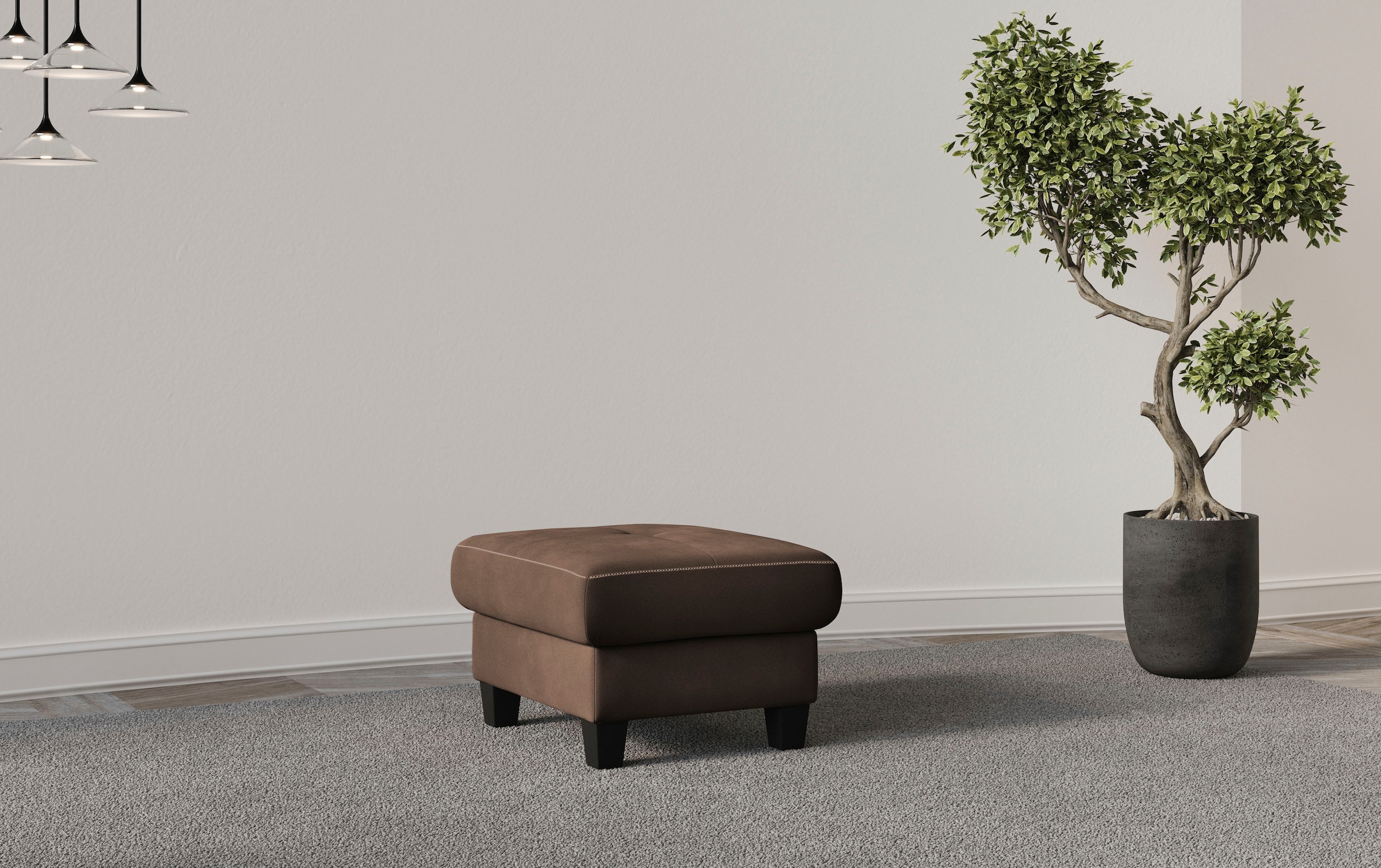 Home affaire Polsterhocker "Varese" Kreuznaht in beige günstig online kaufen