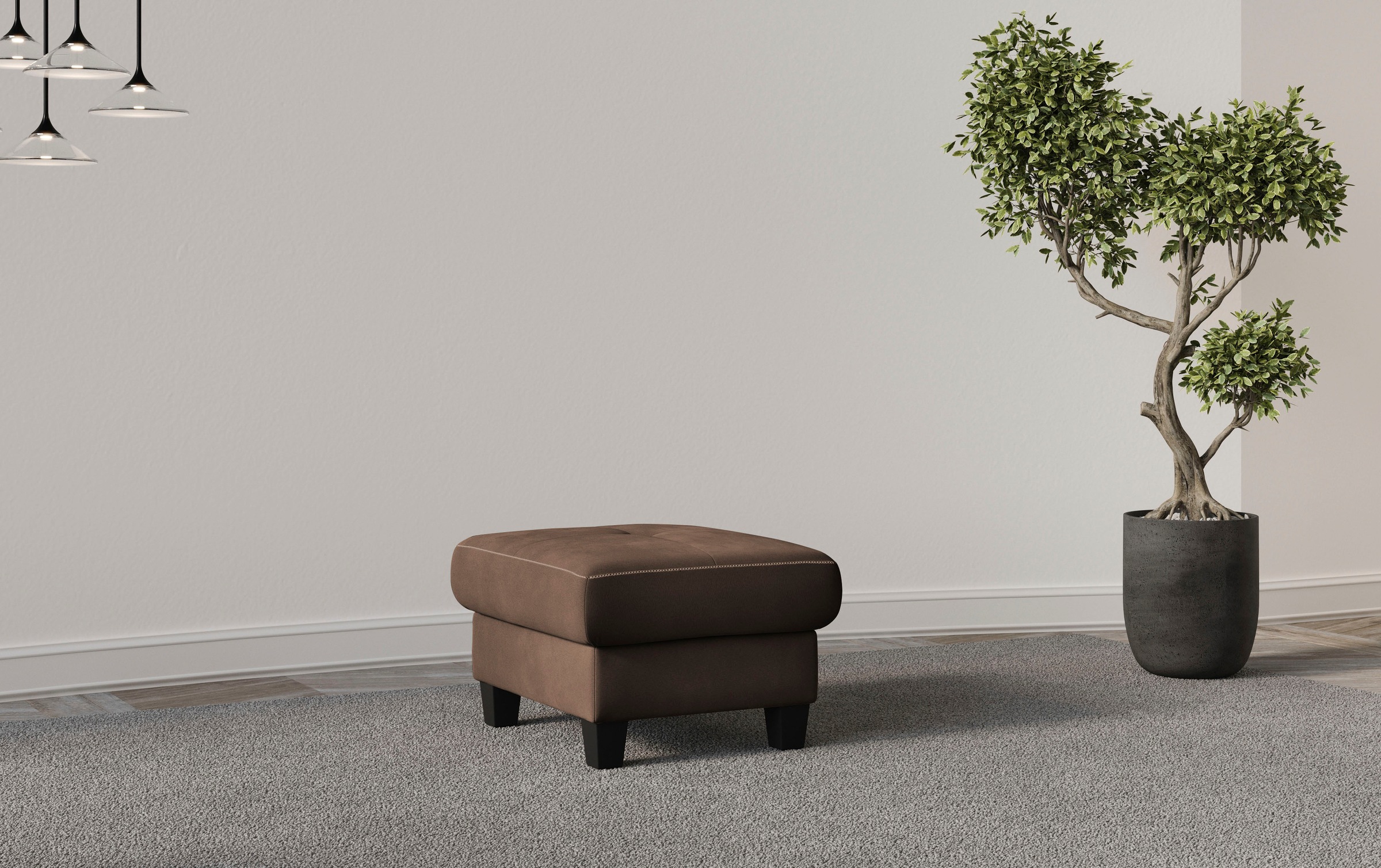 Places of Style Polsterhocker "Varese", mit Federkern, optional mit Staurau günstig online kaufen