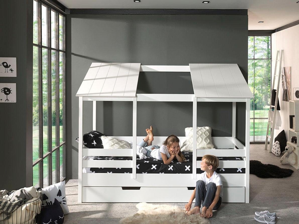 Vipack Kinderbett, (Made in Europe), Hausbett wahlweise mit Bettschublade
