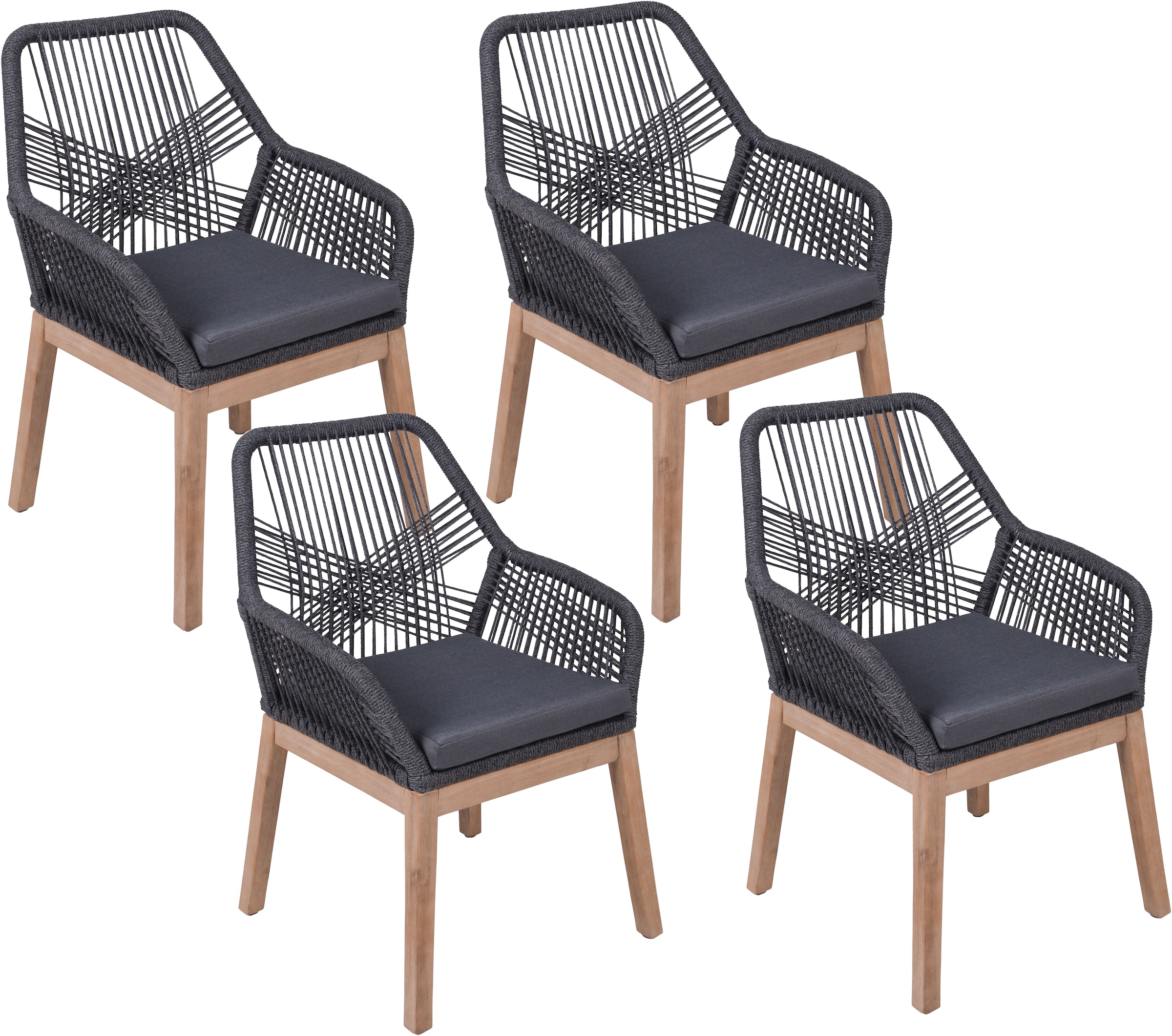 Garden Pleasure Armlehnstuhl "POMONA, grau, 4er Set" (Set) 4 Stk. grau günstig online kaufen