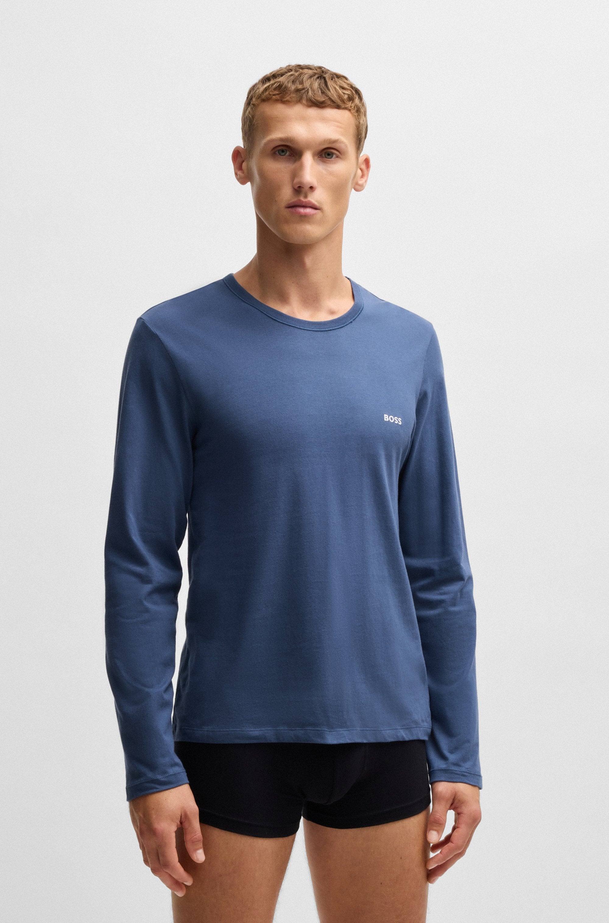 BOSS Langarmshirt »longsleeve-Shirt R-Neck Classic COTTON 3pcs/pack«, (3 tlg.), mit BOSS Logo-Schriftzug