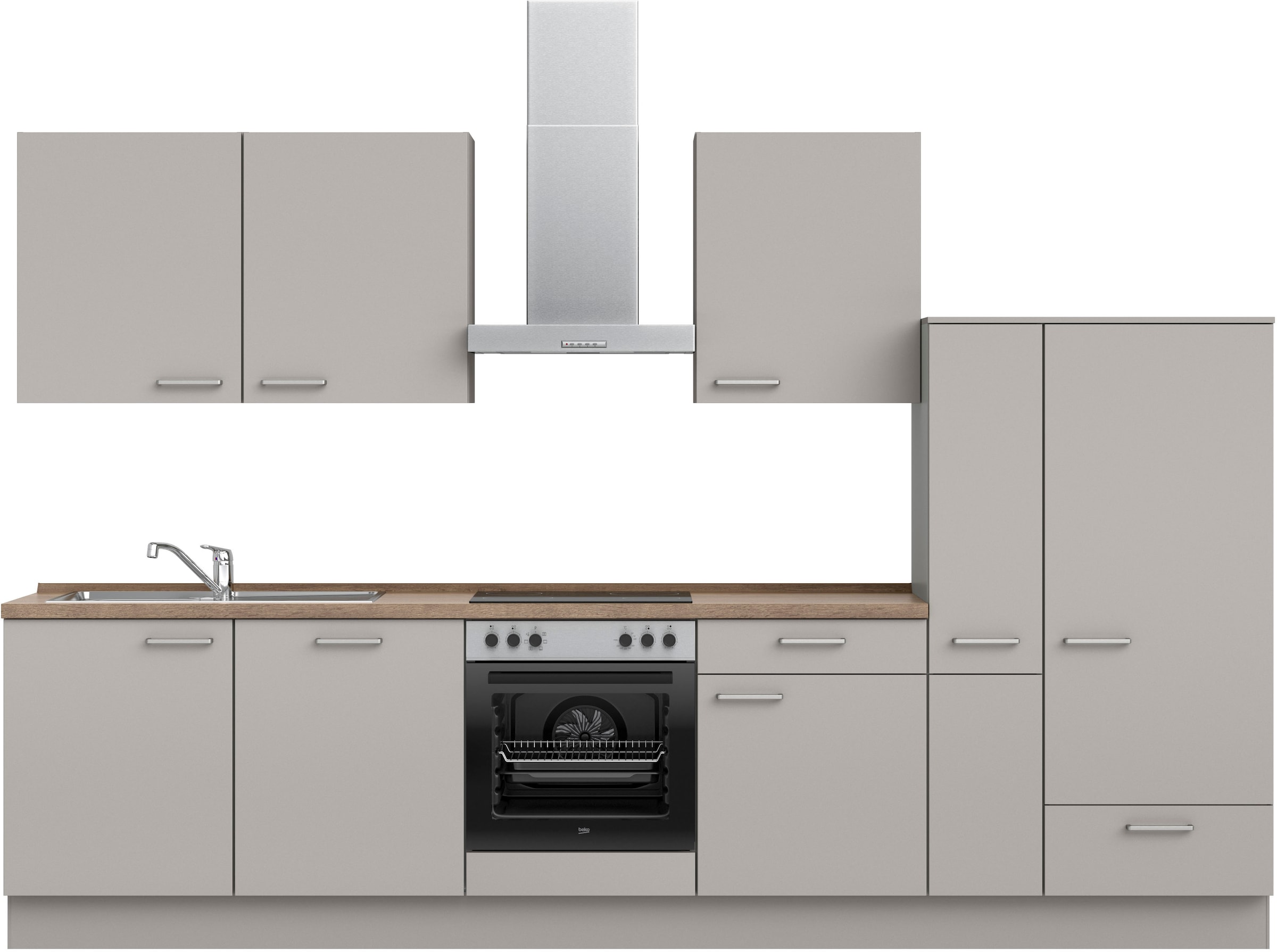nobilia Küchenzeile ""Touch I", NEU: individuell anpassbar mit gratis Profi-Beratung" vormontiert, Breite 330 cm, Ausrichtung wählbar, wahlw. mit E-Geräten