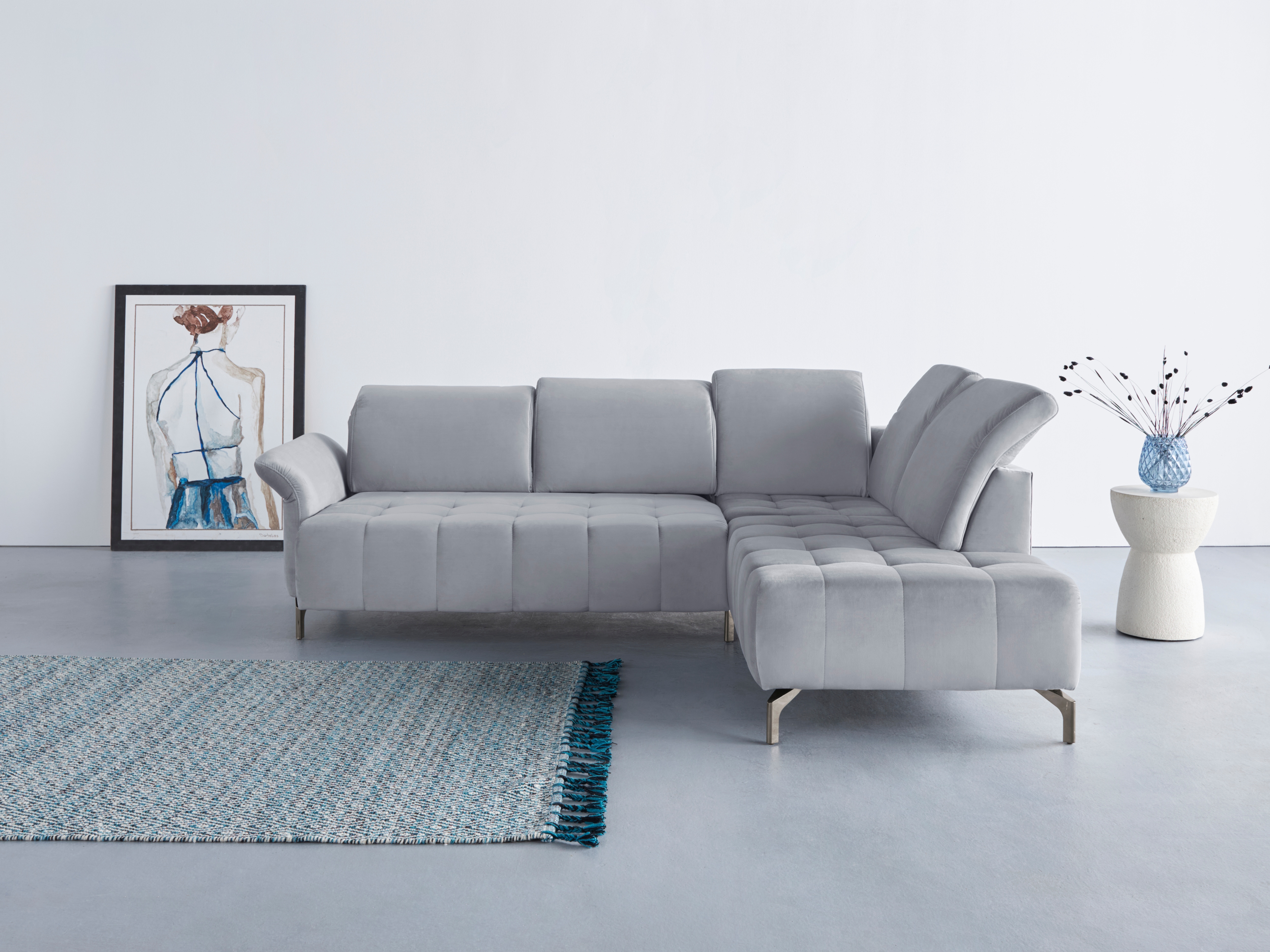 OTTO home Ecksofa "Fresh L-Form" Federkern, wahlweise Kopfteilverstellung und motorischer Vorziehsitz