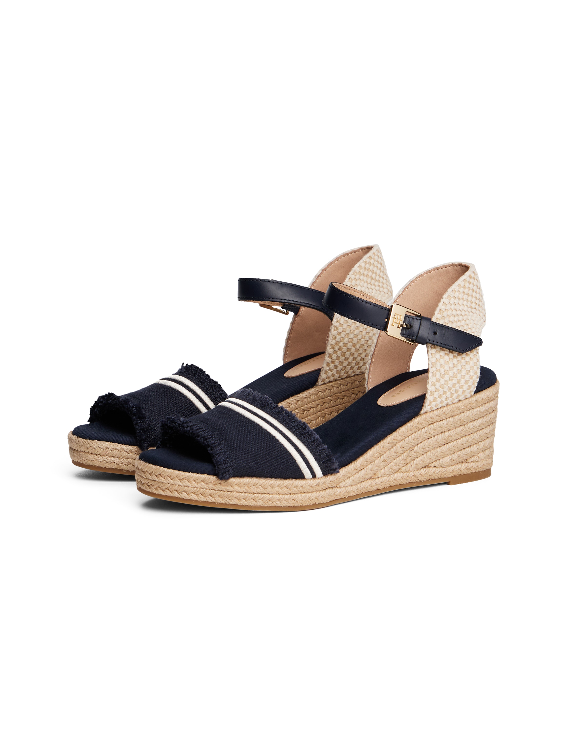Tommy Hilfiger Keilsandalette "FRINGE CANVAS MEDIUM WEDGE", Plateau, Sommer günstig online kaufen