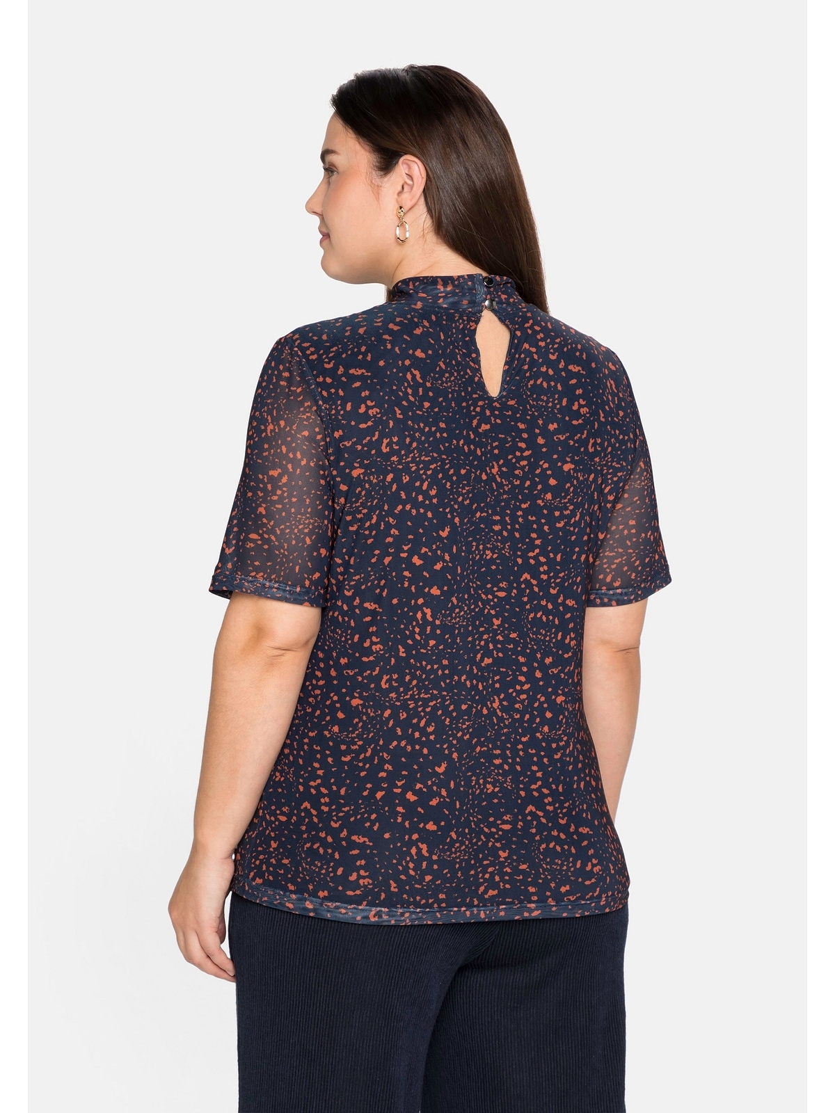 Sheego T-Shirt »Große Größen«, mit Stehkragen, aus Mesh für kaufen | BAUR