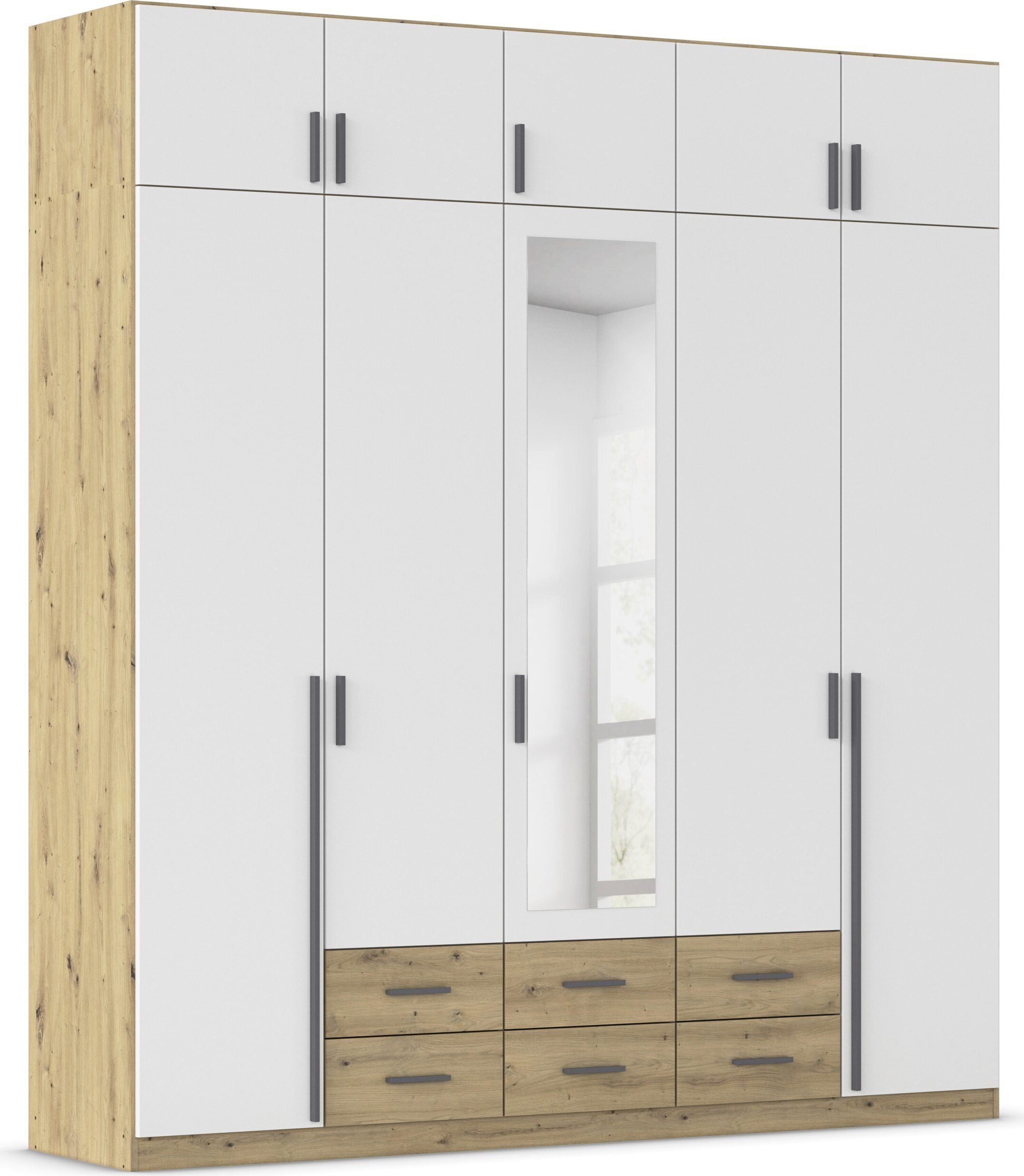 rauch Kleiderschrank "Schrank Garderobe Wäscheschrank GAMMA in 4 Breiten 91-226 cm" 3 verschiedene Ausstattungen BASIC/CLASSIC/PREMIUM (inkl. SOFT-CLOSE), mit Schubladen und Schrankaufsatz sowie Spiegel MADE IN GERMANY