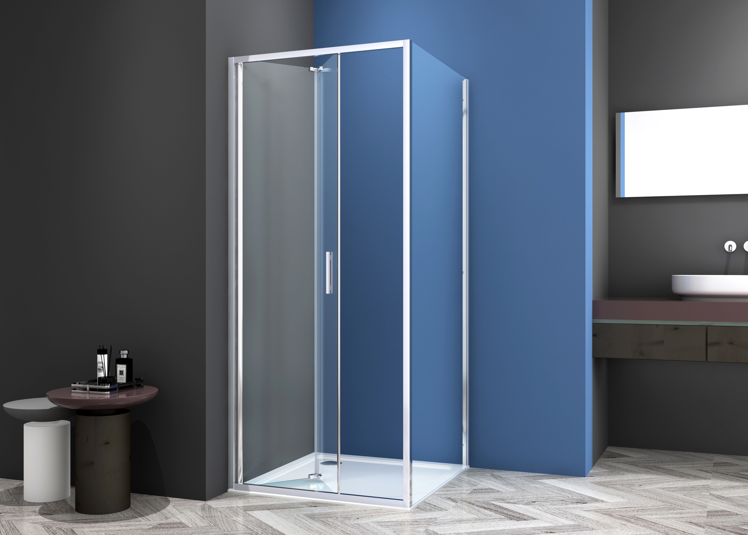 Sanotechnik Dusch-Falttür »Sanotechnik SlimLine Falttür chrom« Easy Clean Beschichtung