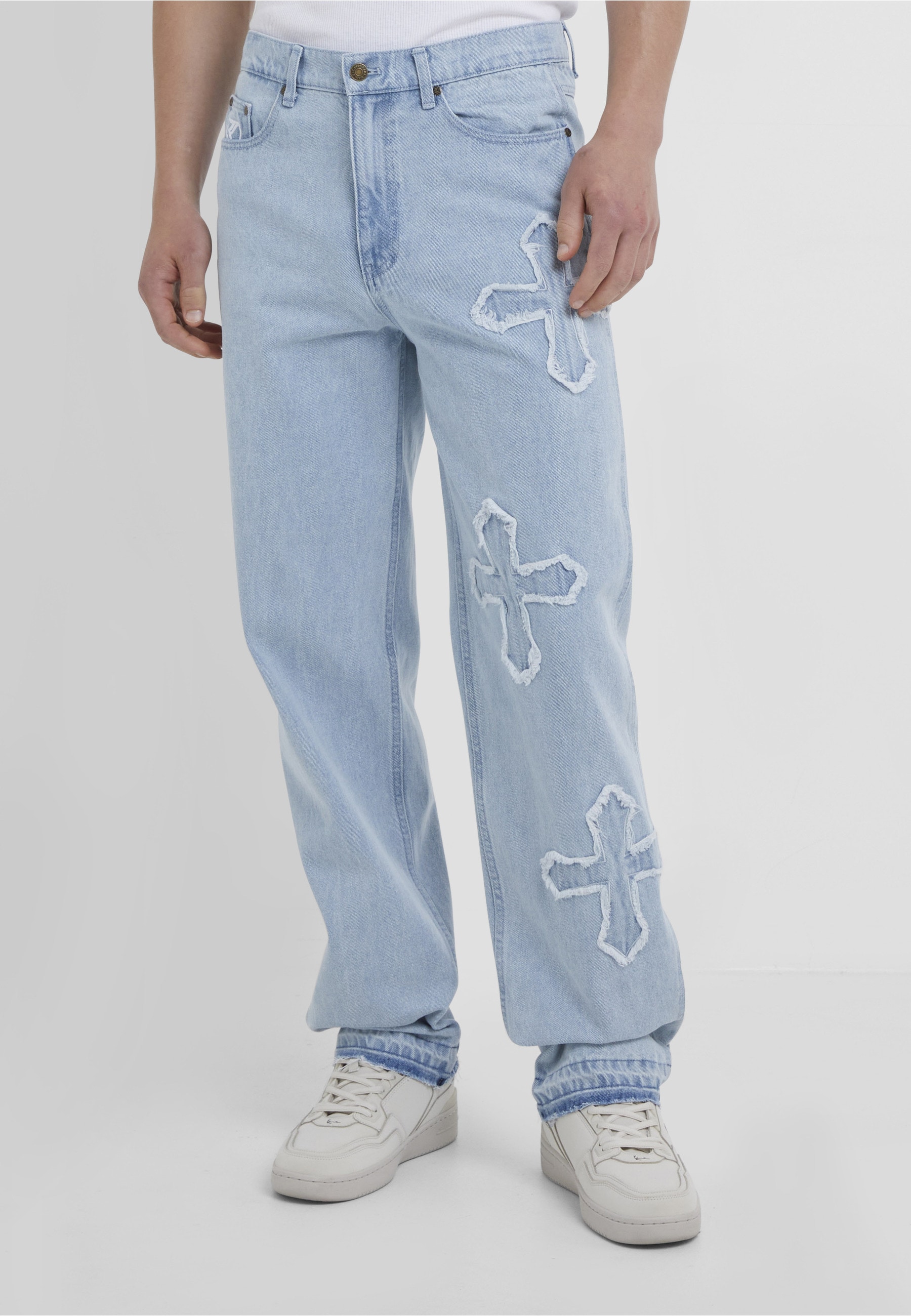 Karl Kani Bequeme Jeans »Karl Kani Herren KK OG Distressed Cross Baggy Five Pocket Denim«