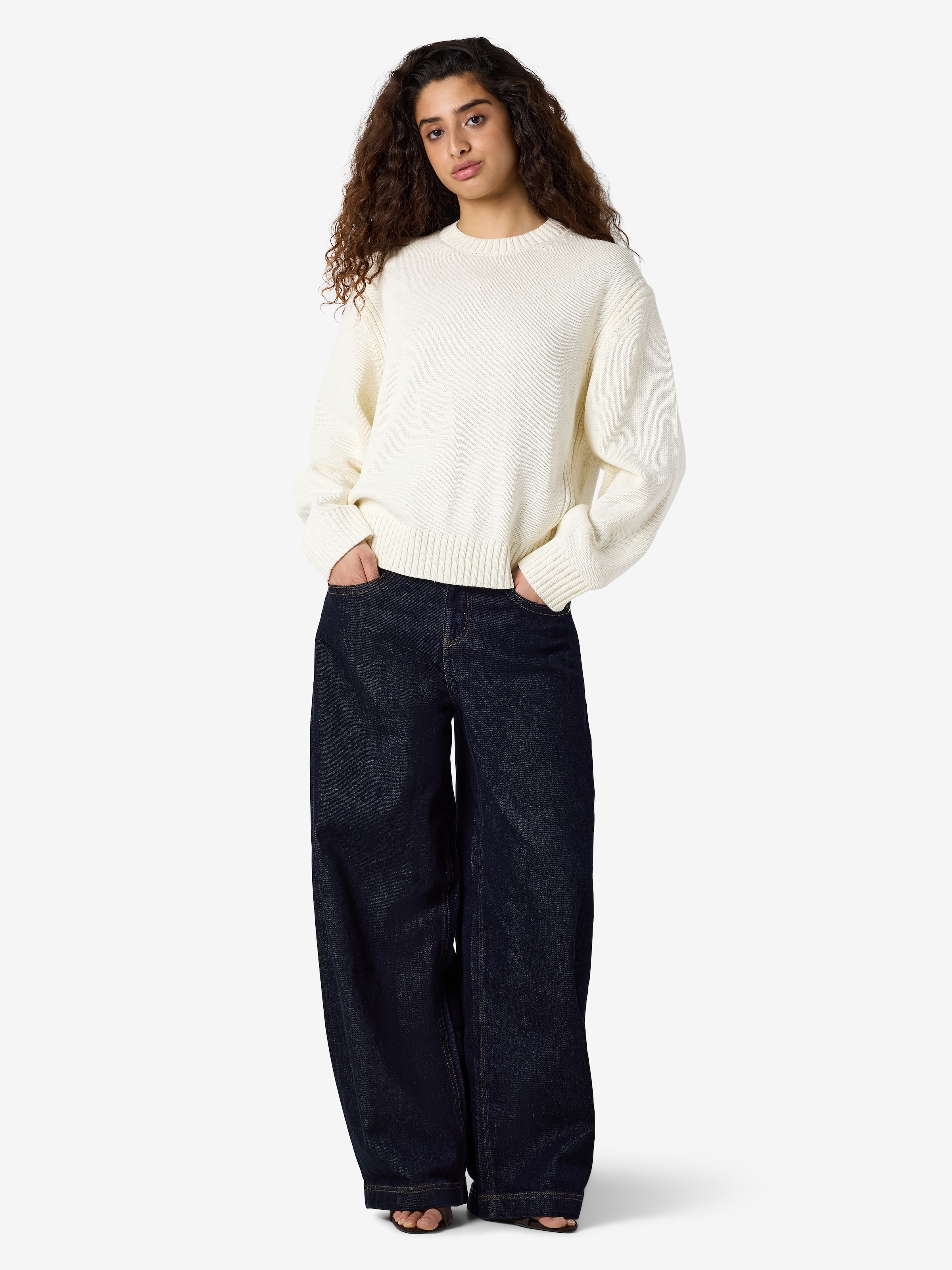 Noisy may Rundhalspullover »NMDARA L/S O-NECK KNIT NOOS« Baumwollmischung, regular fit