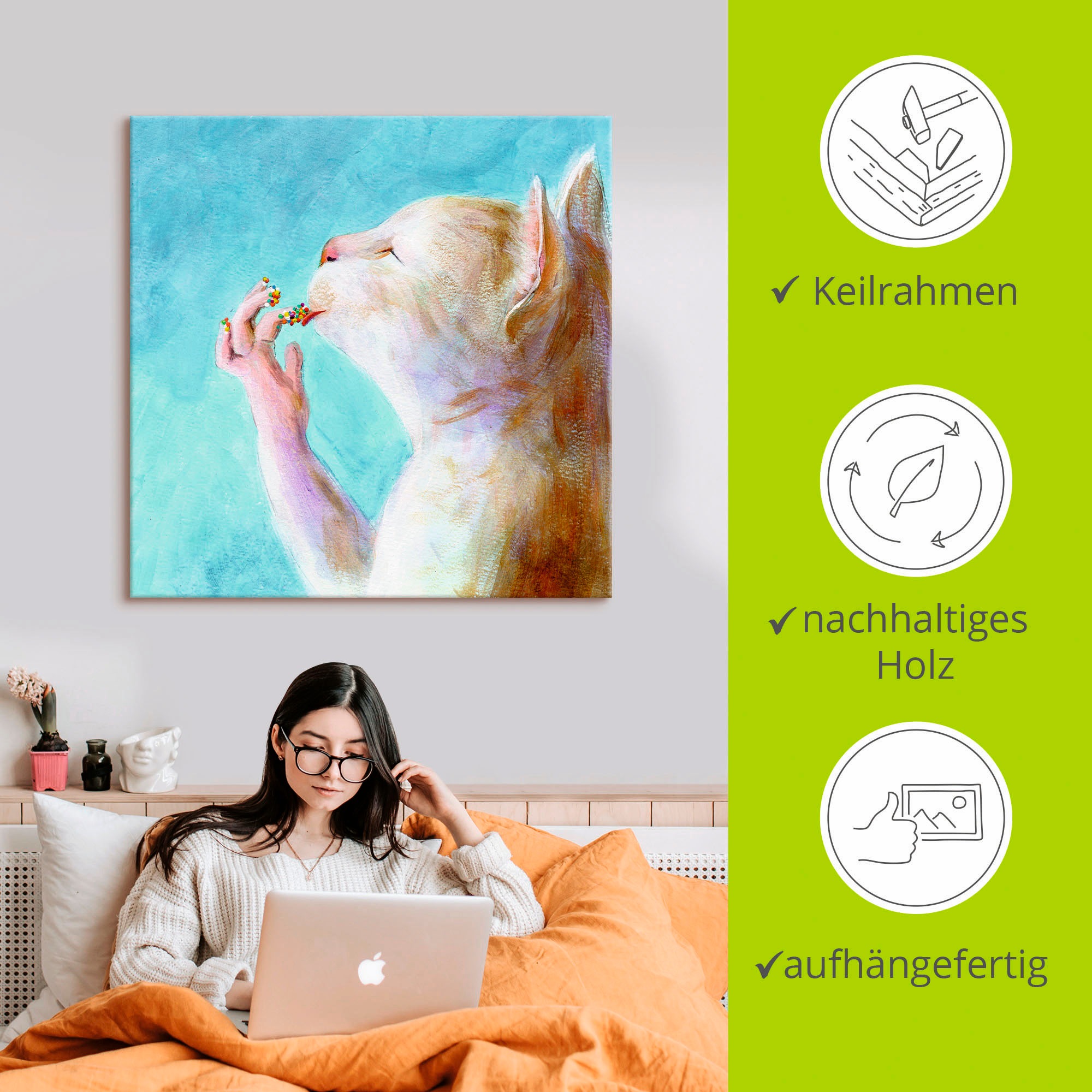 Artland Wandbild »Naschkatze«, Haustiere, (1 St.), als Leinwandbild, Poster, Wandaufkleber in verschied. Größen
