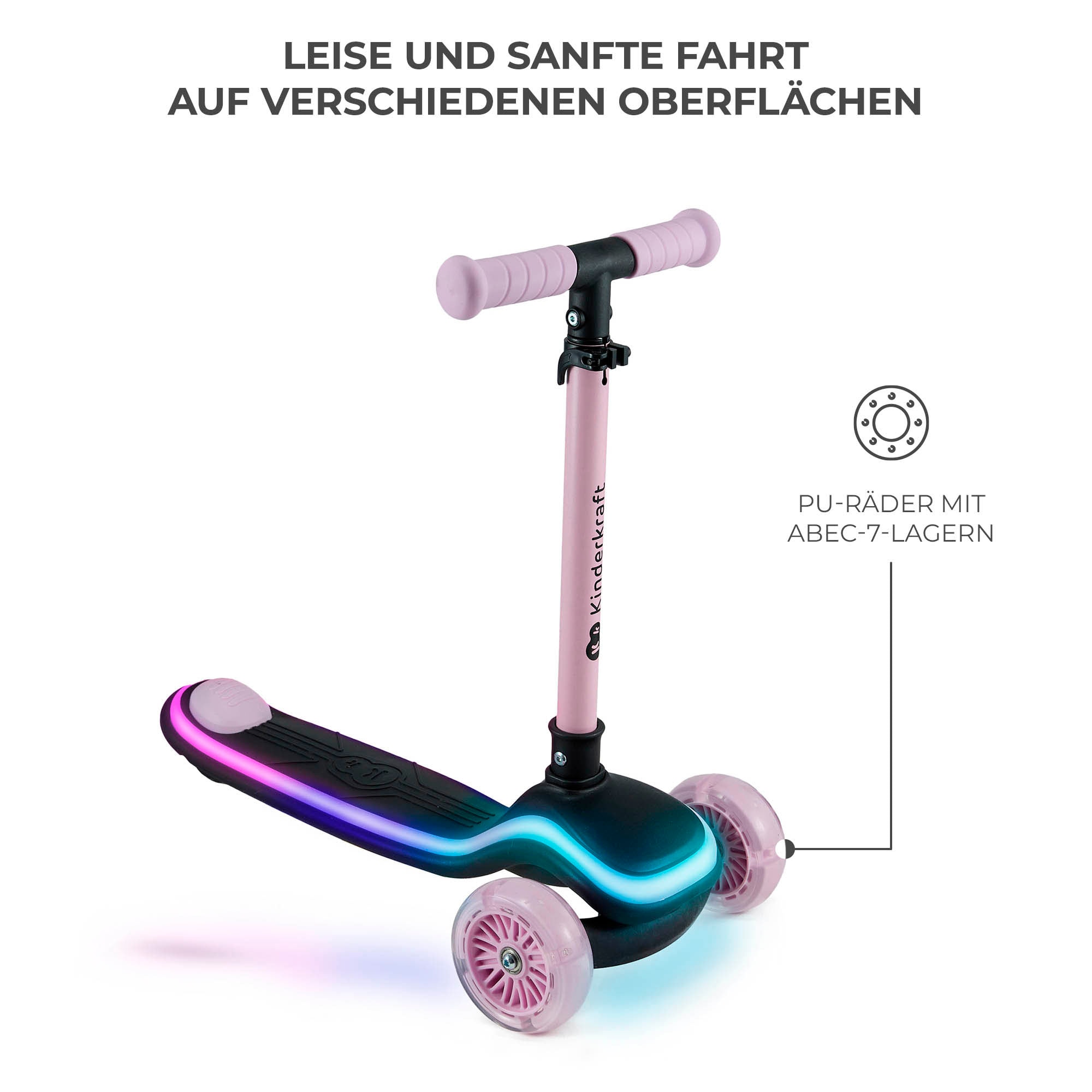Kinderkraft Tretroller »RAKET«, für Kinder; mit Bremse und leuchtenden Vorderrädern