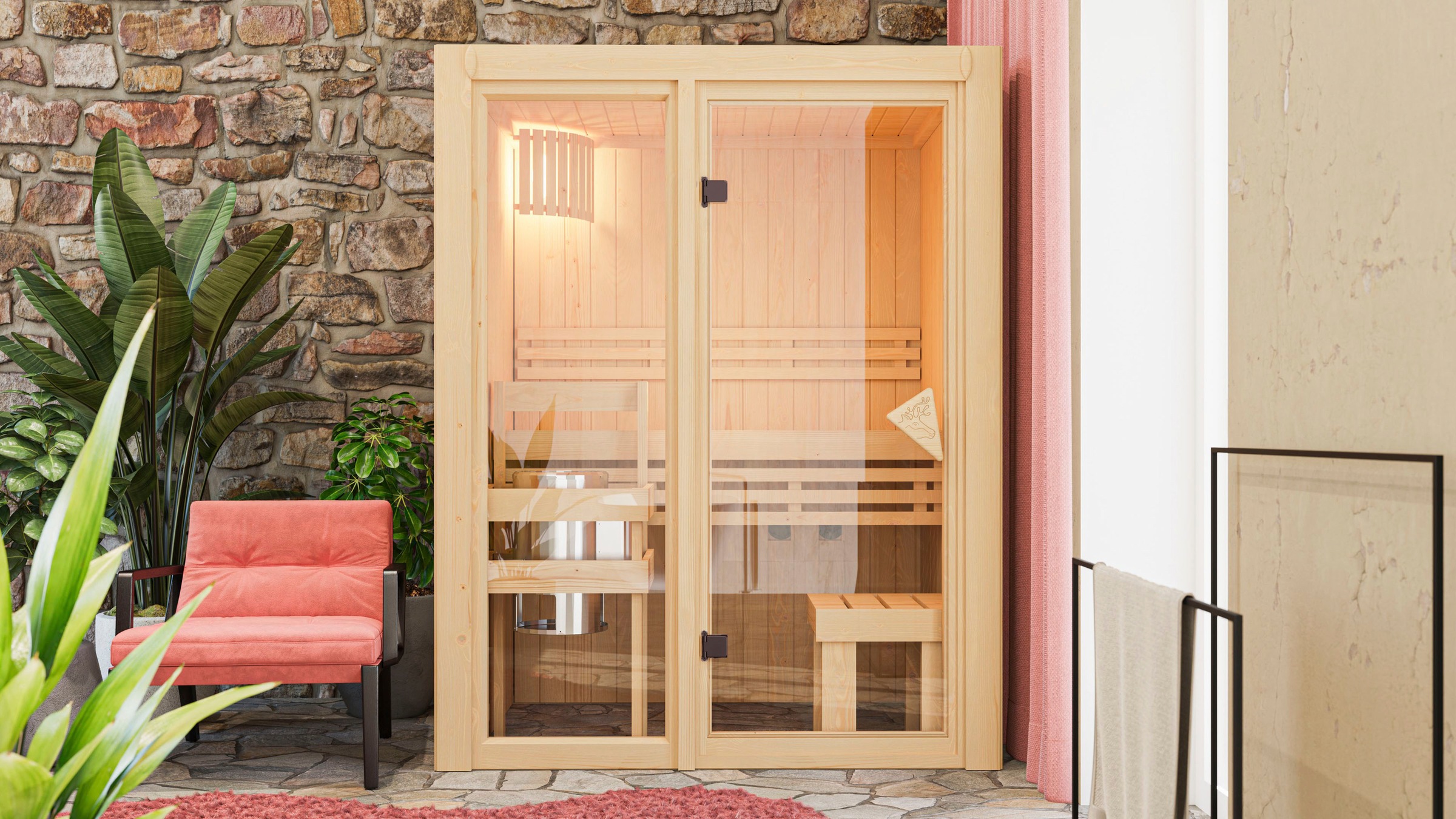 Karibu Sauna »Alani 1«, mit Ofen 3,6 kW Bio ext. Strg.