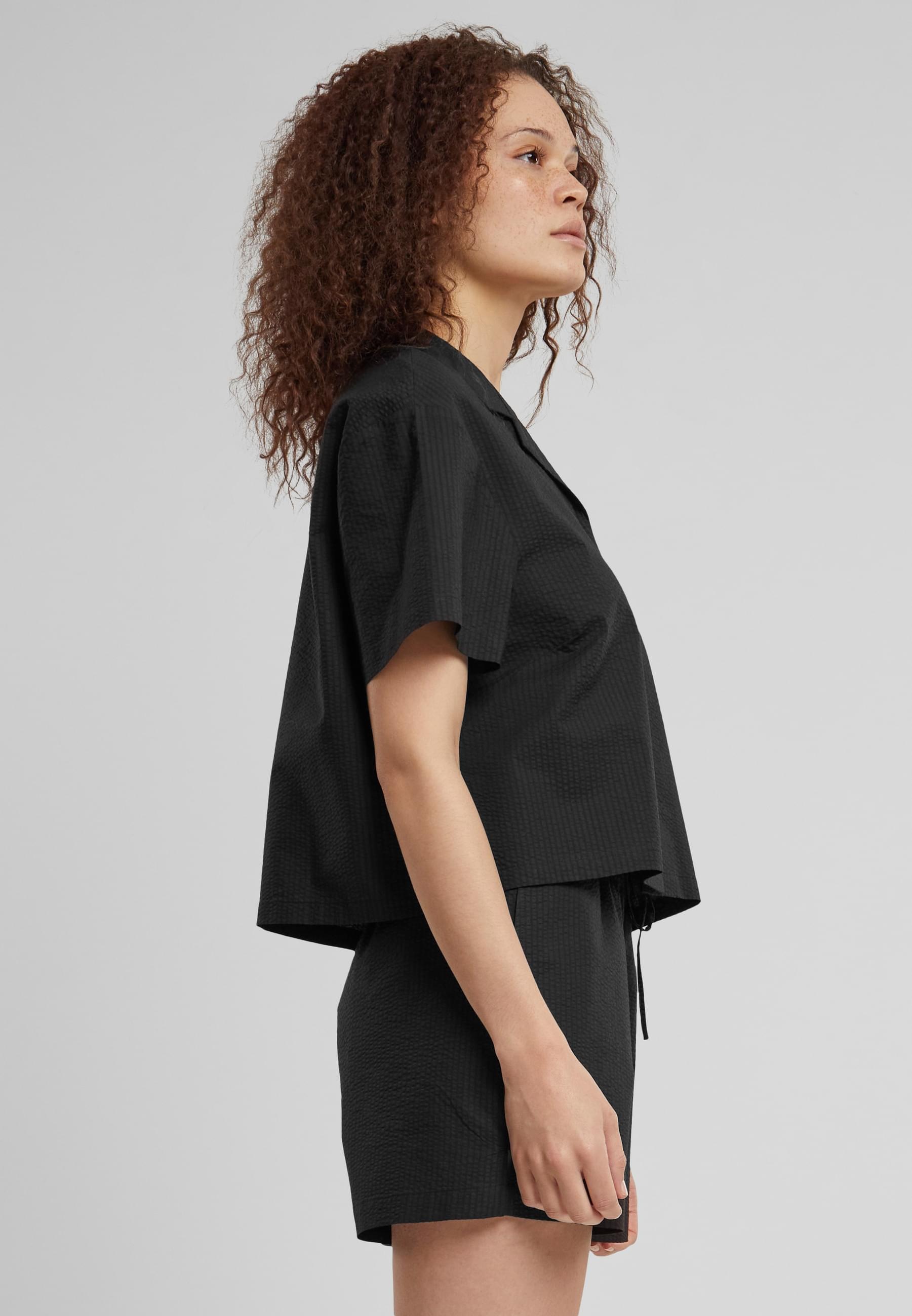 URBAN CLASSICS Langarmhemd »Urban Classics Damen Ladies Seersucker Shirt«