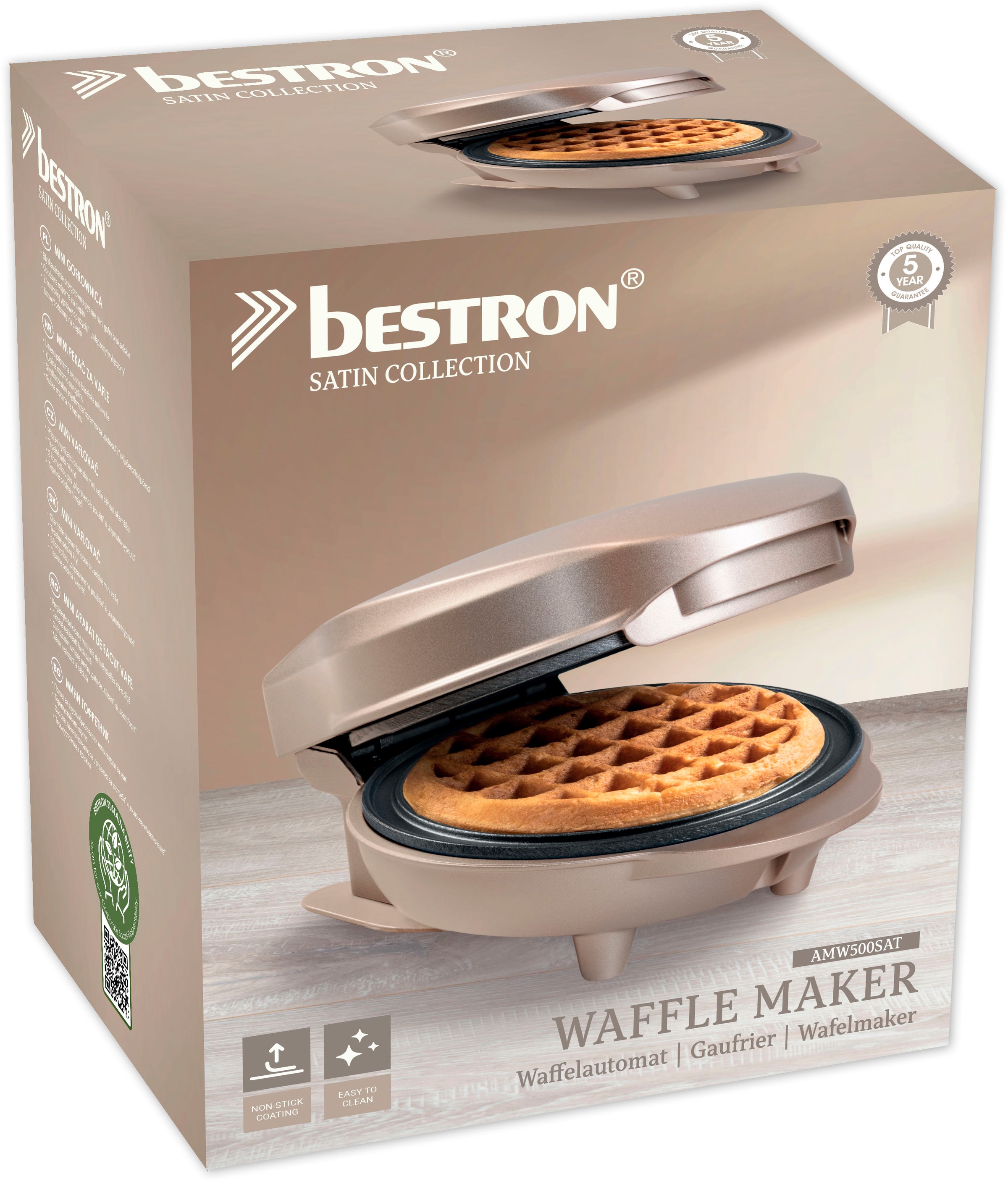 bestron Waffeleisen »AMW500 Mini«, 550 W, für klassische Waffeln, kleiner Waffelmaker mit Antihaftbeschichtung