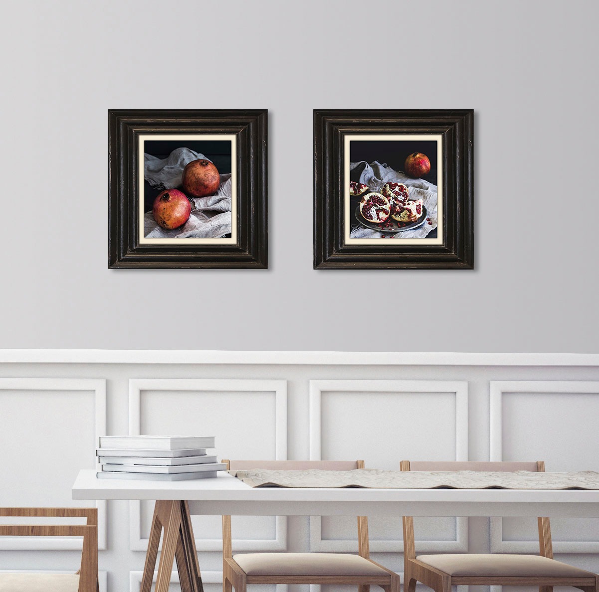queence Leinwandbild »Granatapfel«, Kunst-Obst-Stillleben-Obst Bilder, Premium-Leinwandstoff, Handarbeit aus Deutschland, 40x40cm