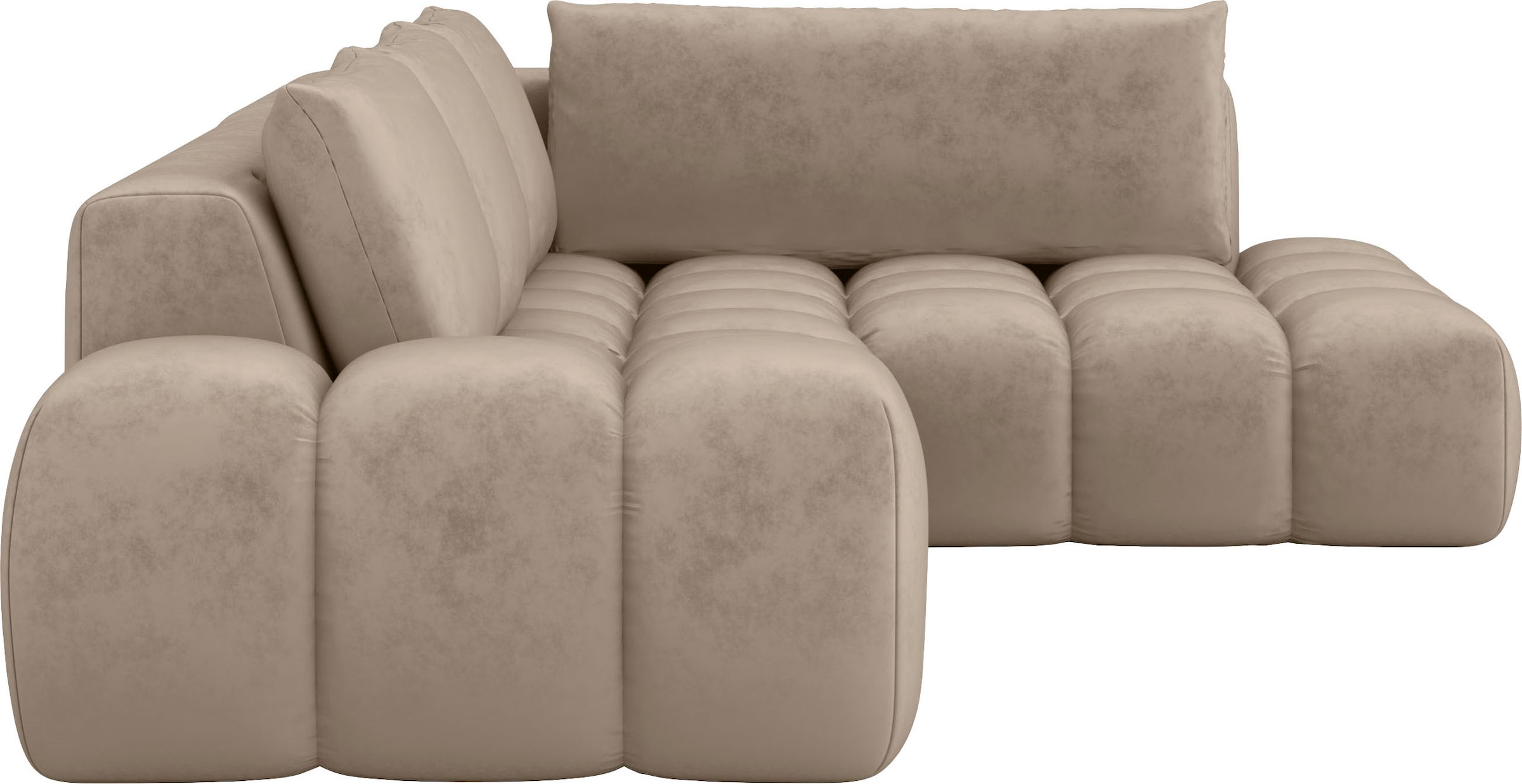 INOSIGN Ecksofa »AZITA Designsofa, elegant und bequem L-Form, Bubble-Optik«, lose Rückenkissen, traumhafte Steppung, Maße B/T/H: 352/210/72 cm