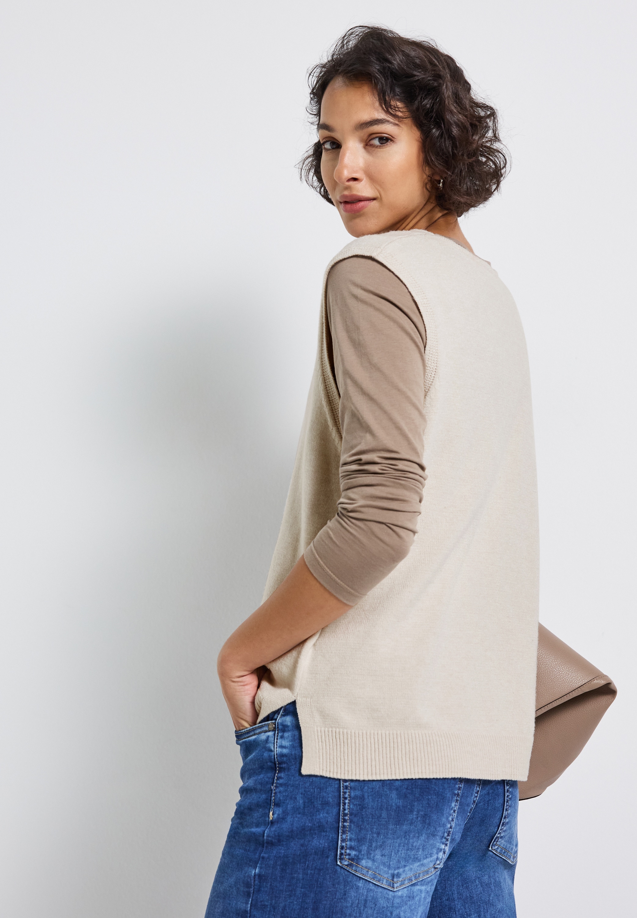 STREET ONE Kurzarmpullover, aus softem Materialmix