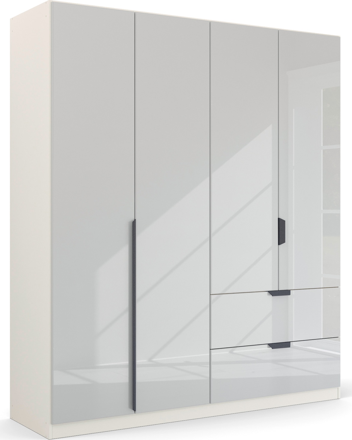 rauch Drehtürenschrank "Kleiderschrank Schrank Garderobe Ankleide MODERN BY QUADRA SPIN" Breiten: 181/226/271 cm, Höhe 210 cm, mit hochwertiger Glasfront und Stangengriff MADE IN GERMANY